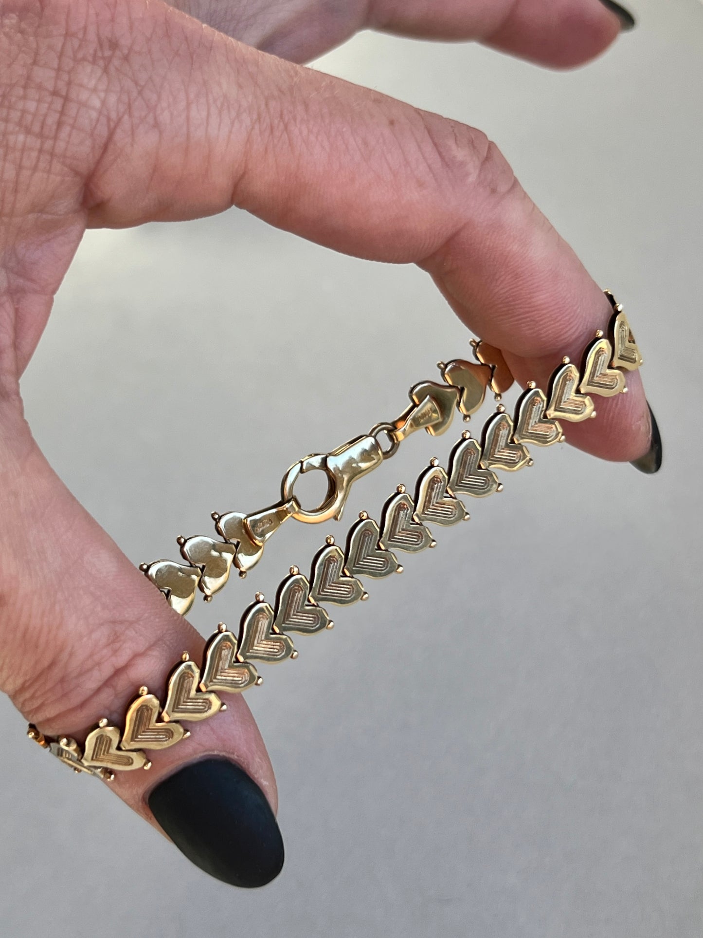 Vintage 14k Gold Liquid Hearts Bracelet