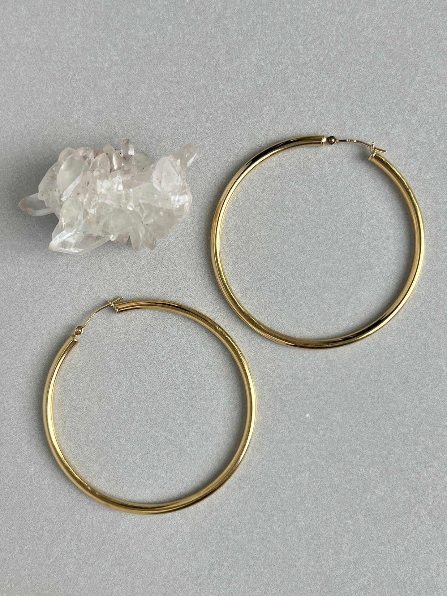 Vintage 14k Gold Large 2” Tube Hoop Earrings