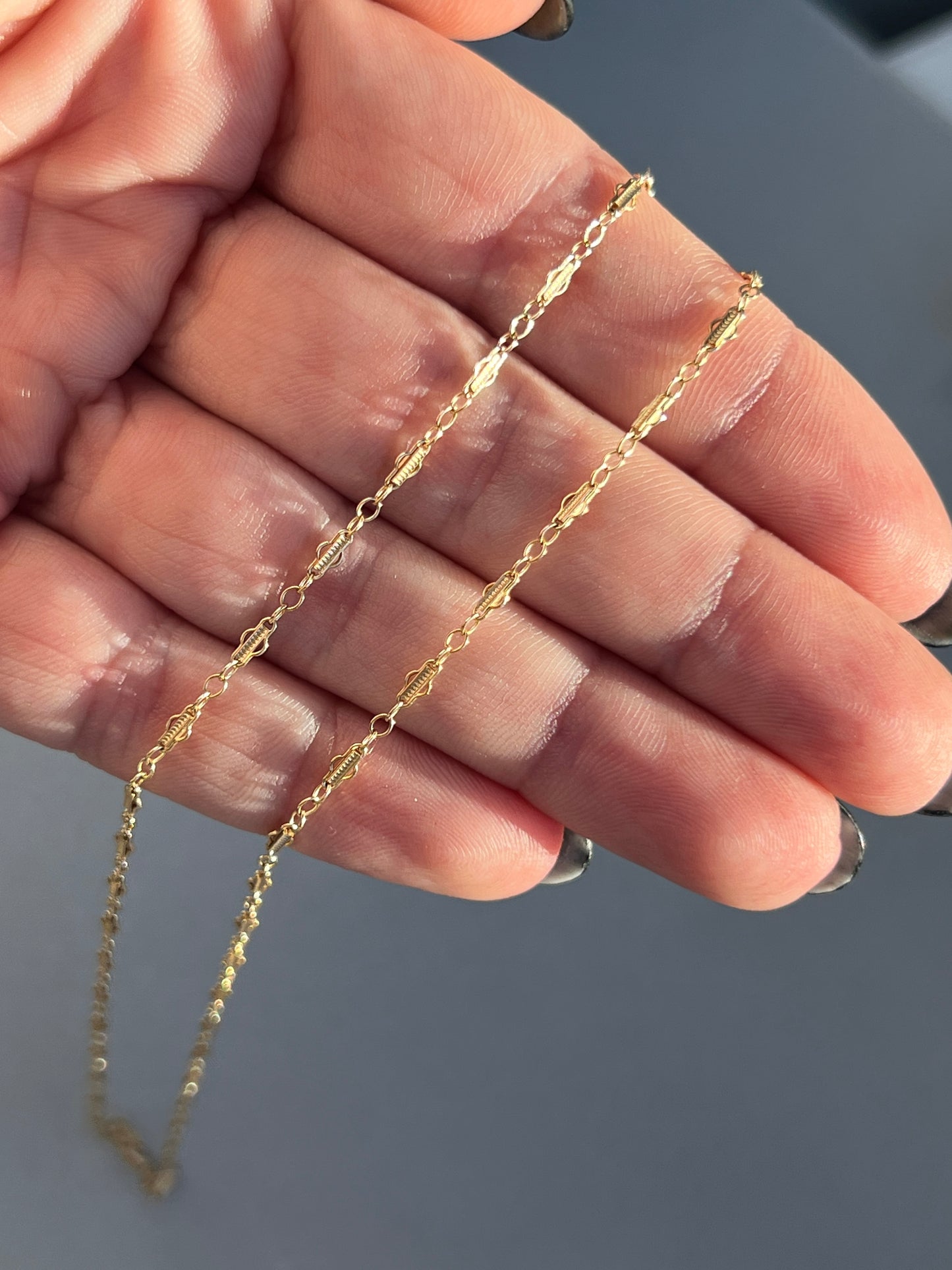 Antique 14k Gold 20” Fancy Link Chain