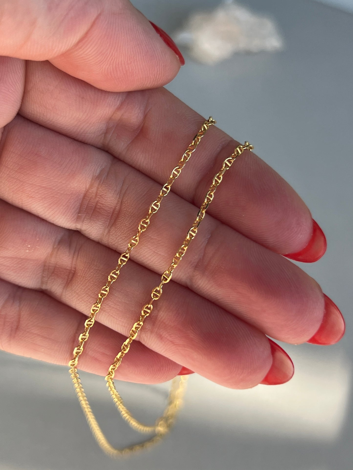 Vintage 14k Gold 24” Baby Anchor Link Chain