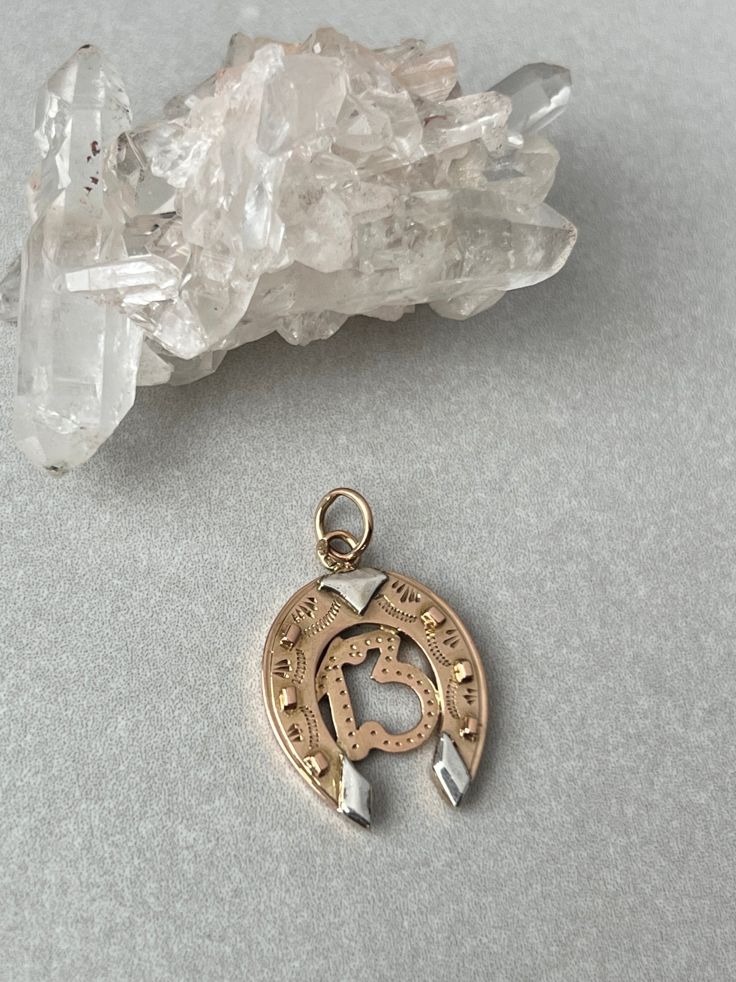 Vintage 14k Two-Tone Gold Lucky Number 13 Horseshoe Pendant