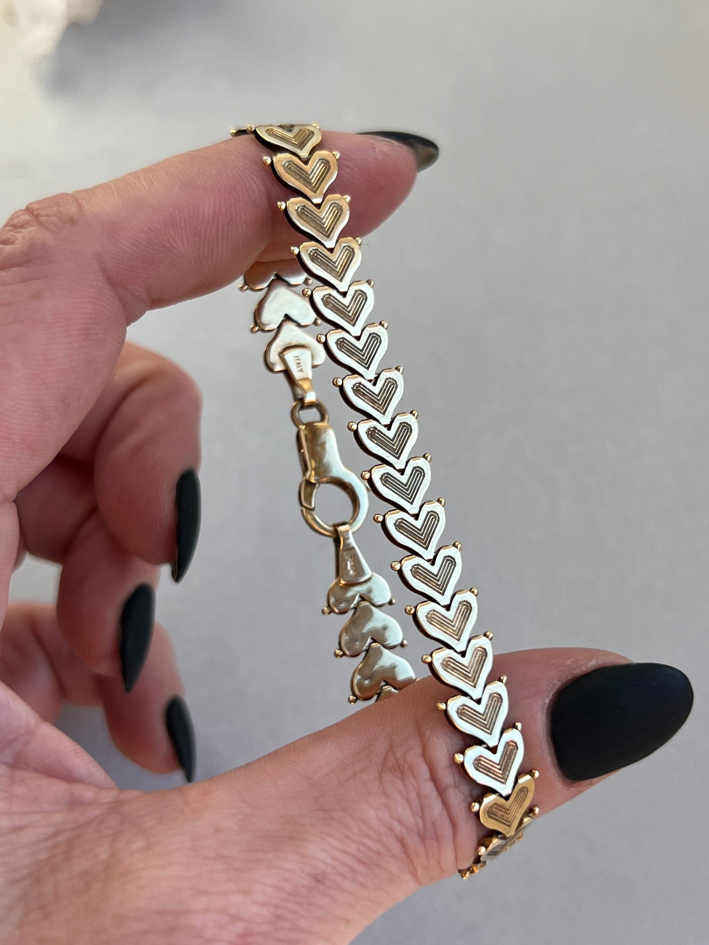 Vintage 14k Gold Liquid Hearts Bracelet