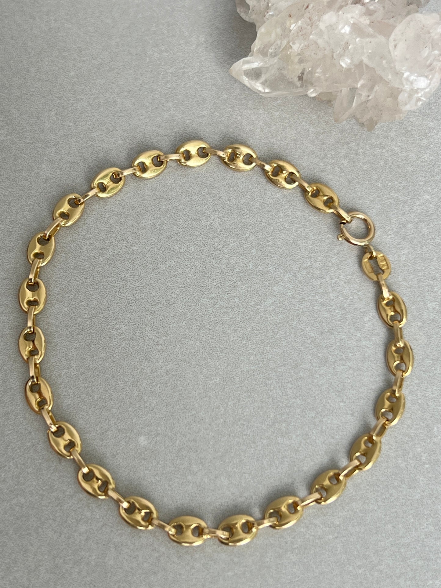 Vintage 14k Gold Puffy Anchor/Mariner Link Bracelet