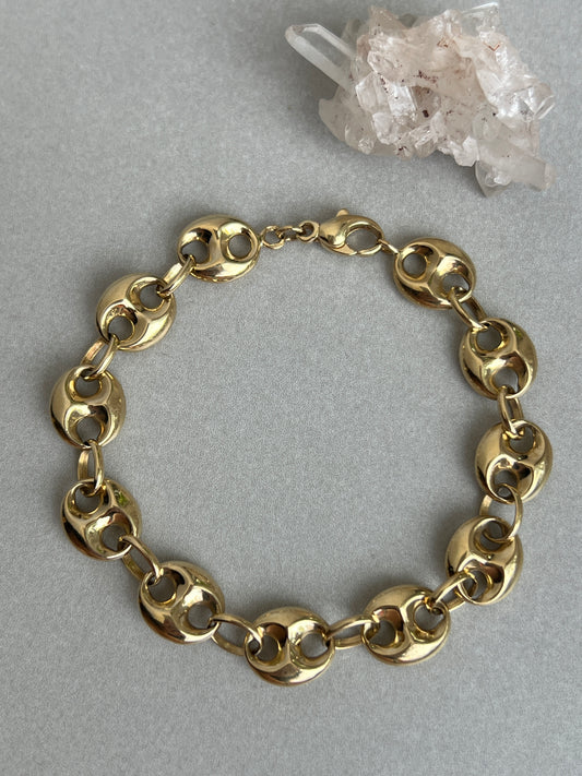 Vintage 14k Gold Puffy ‘Gucci’ Mariner Link Bracelet