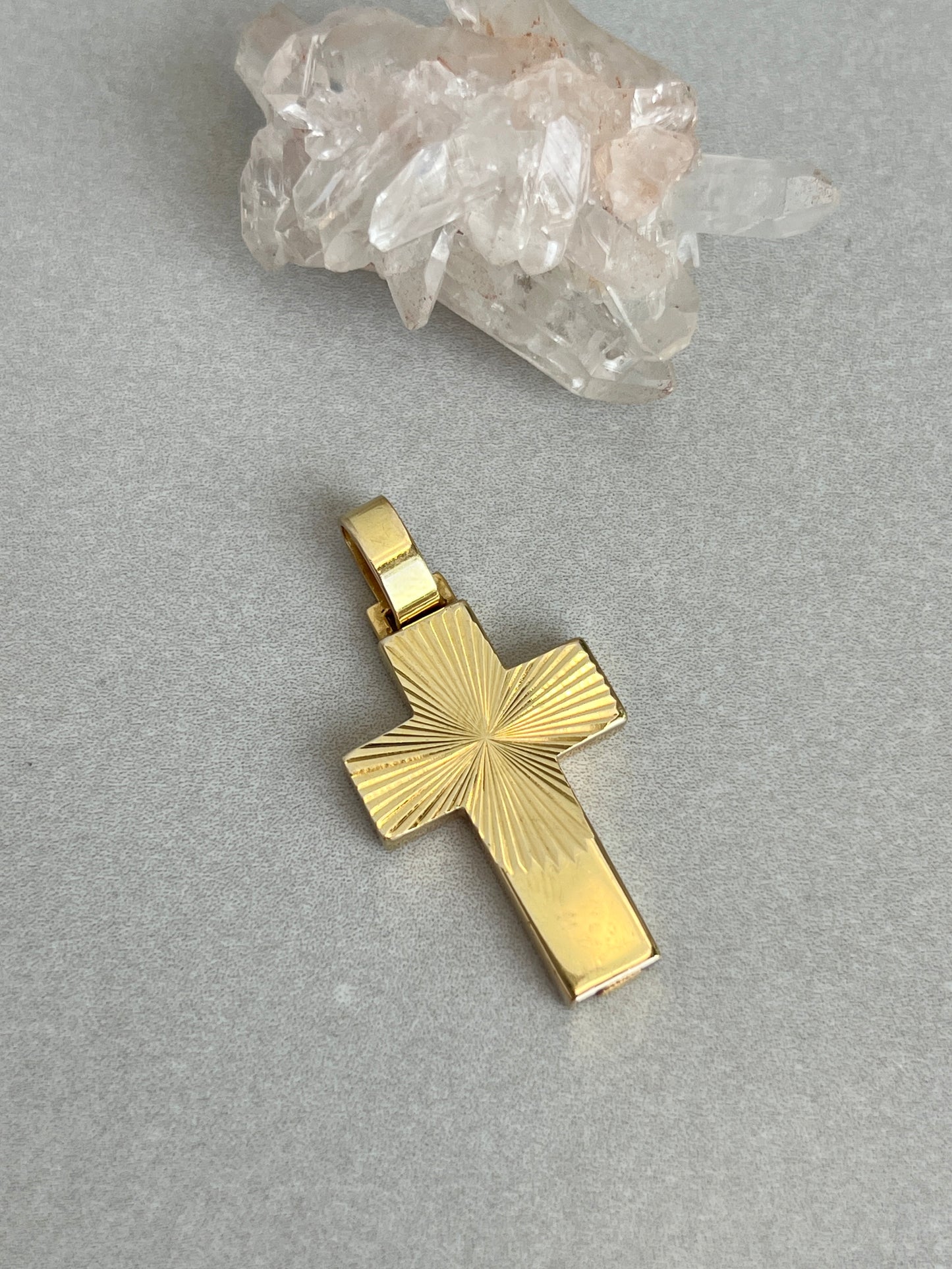 Vintage 14k Gold Engine Turned Cross by Unoaerre Italy