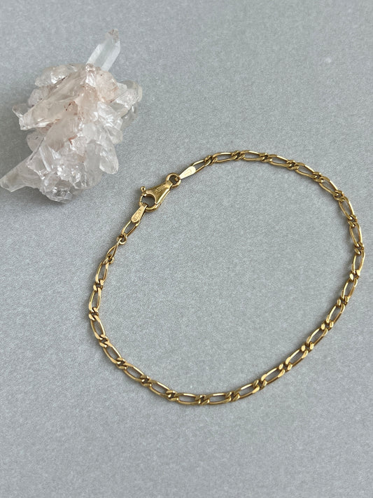 Vintage 14k Gold 7” Fancy Figaro Link Bracelet by Unoaerre Italy