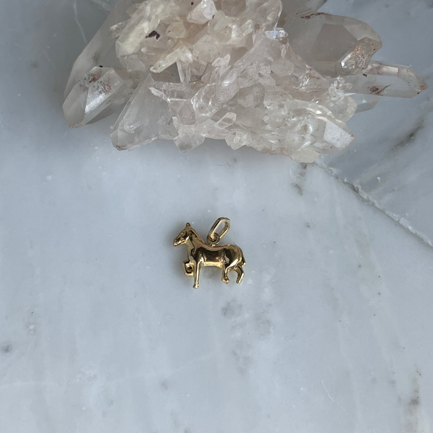 Vintage 14k Gold Puffy Horse Charm