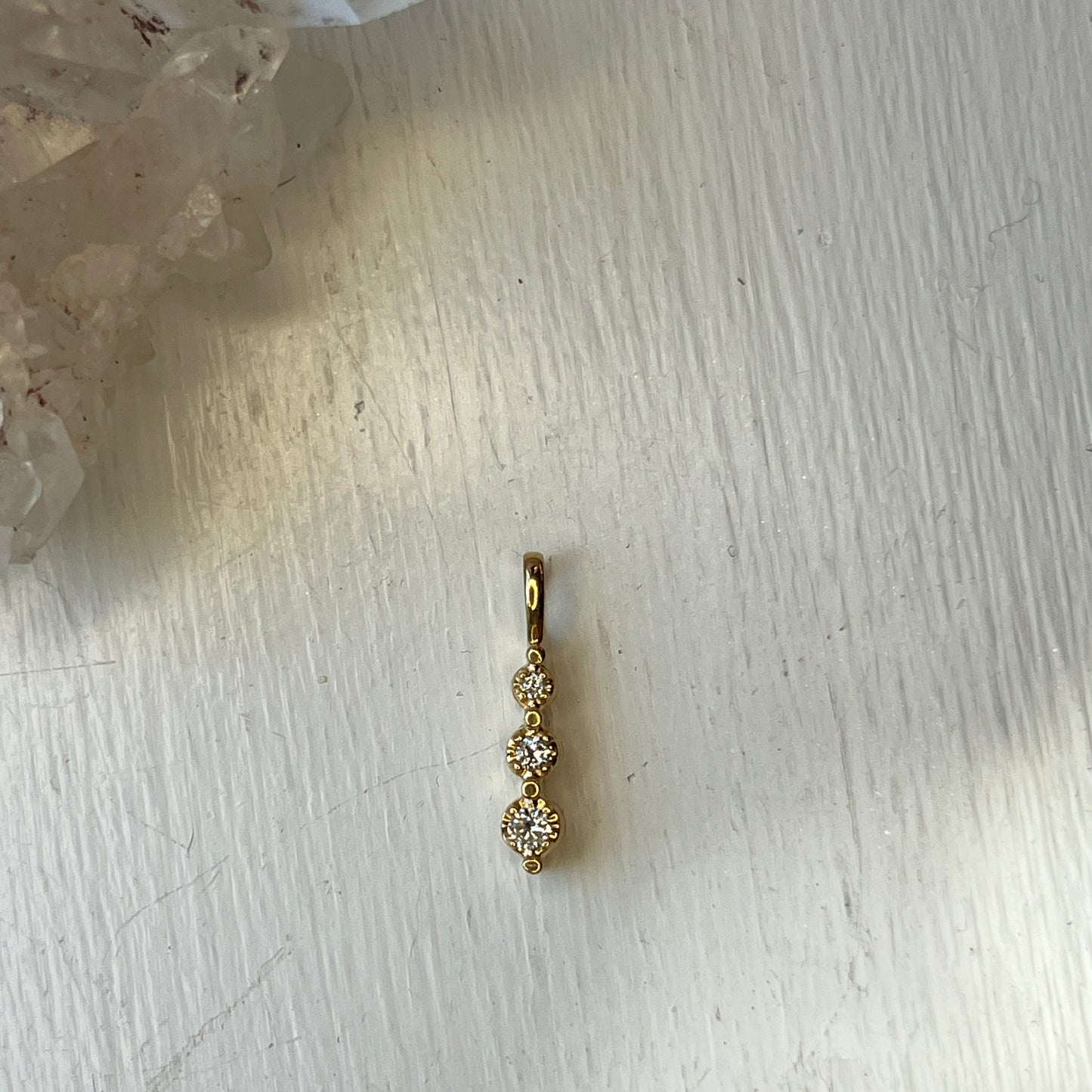 Vintage 14k Gold Diamond Trio Pendant