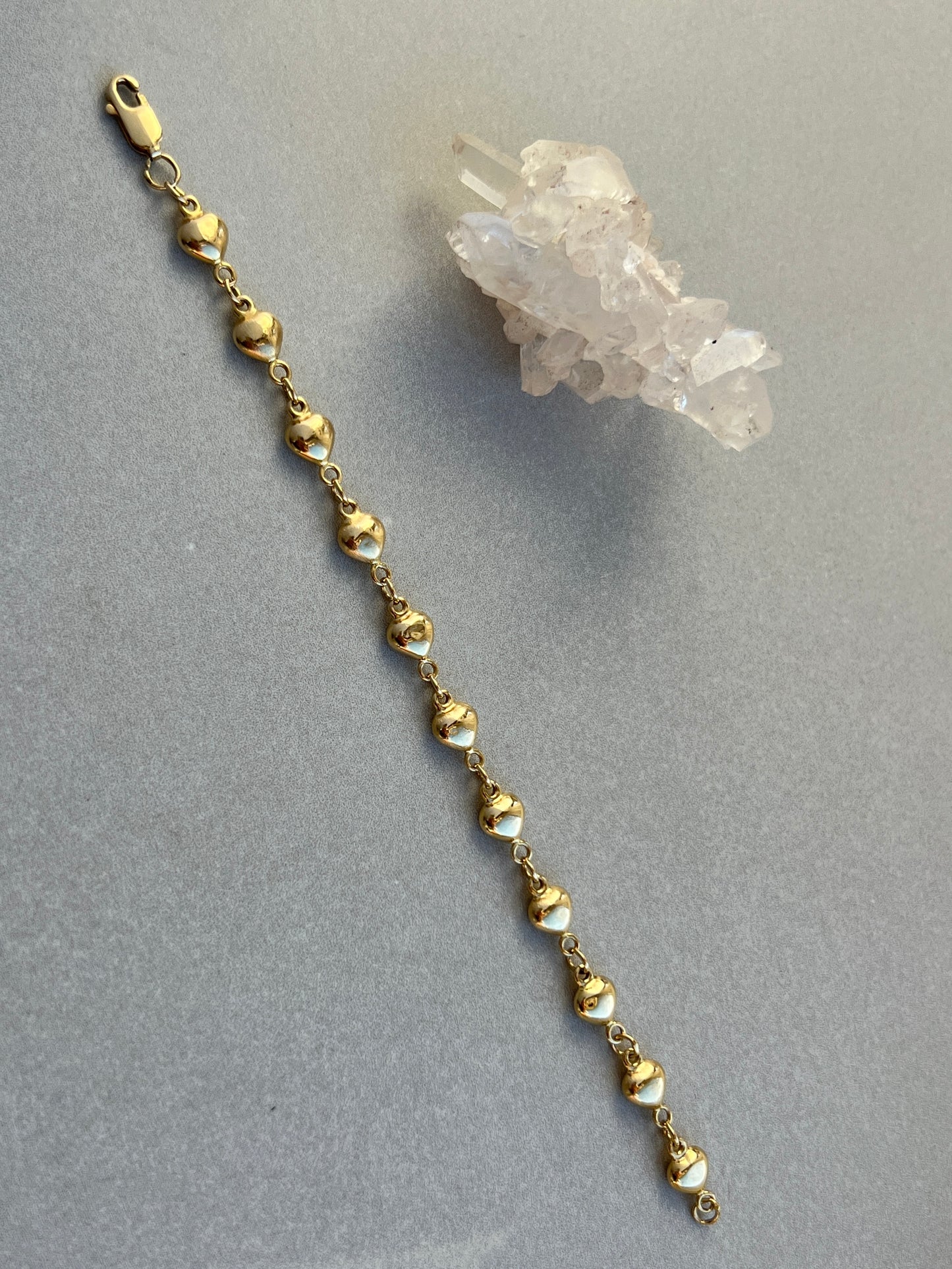 Vintage 14k Puffy Heart Link Bracelet