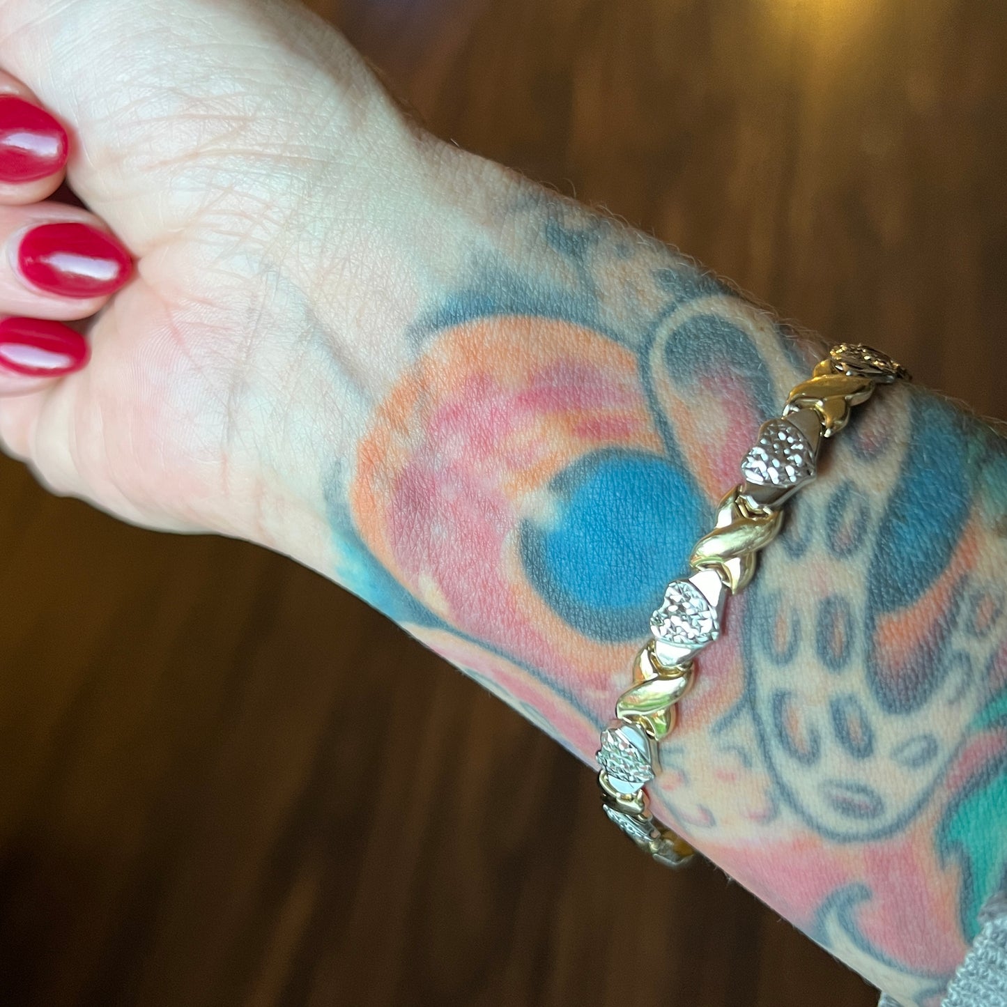 Vintage 10k Two-Tone Hearts Bracelet