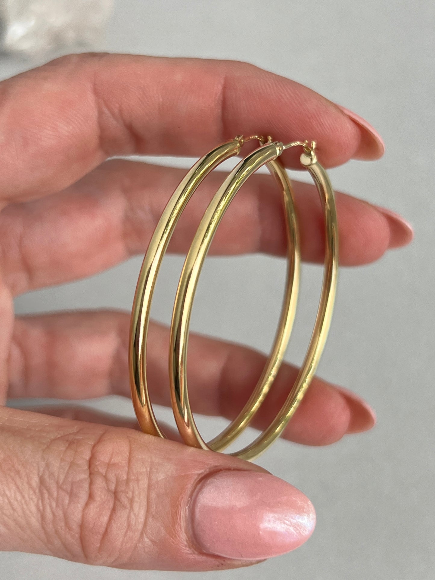 Vintage 14k Gold Large 2” Tube Hoop Earrings