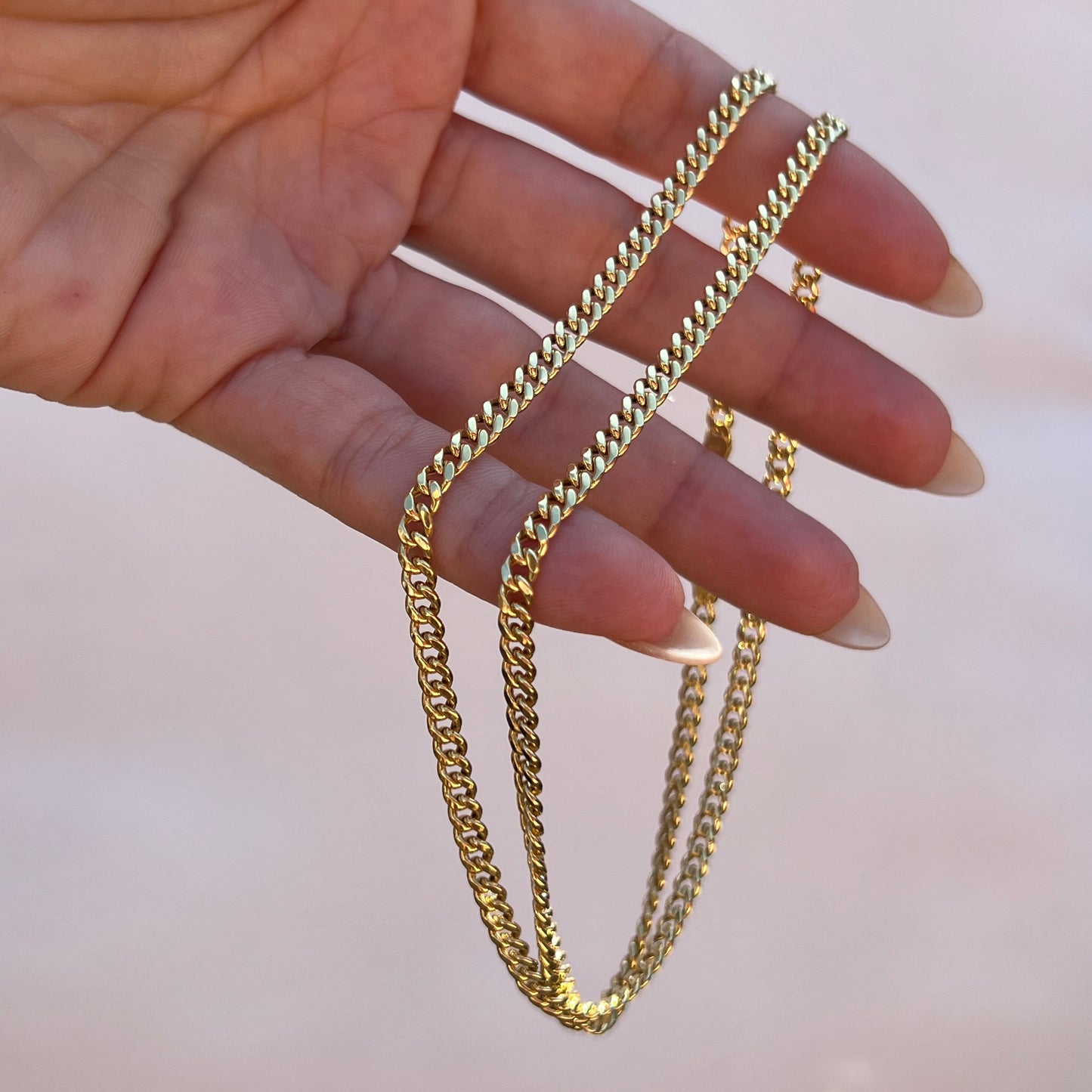 Vintage 14k Gold 22” Cuban Curb Link Chain