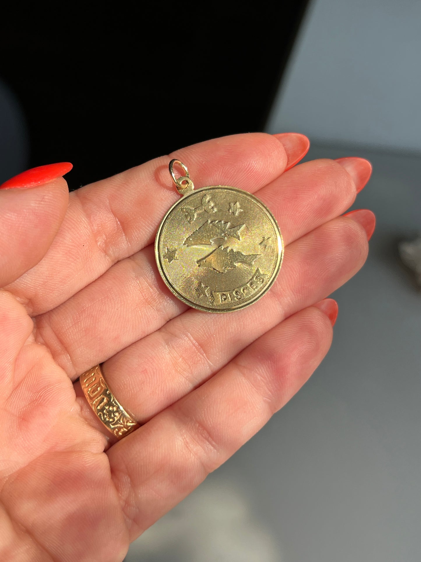 Vintage 14k Gold Pisces Zodiac Coin Charm