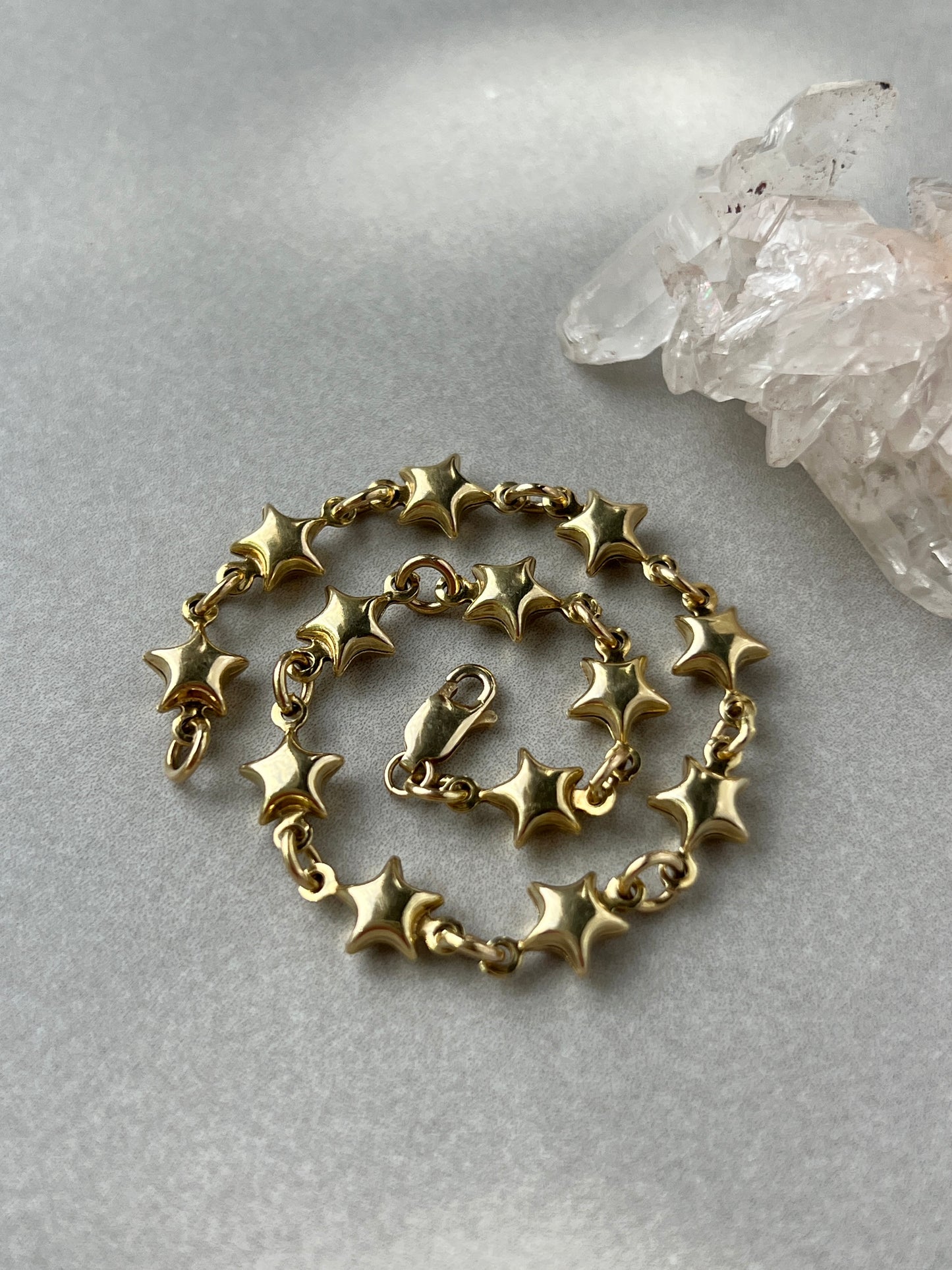 Vintage 14k Puffy Stars Link Bracelet