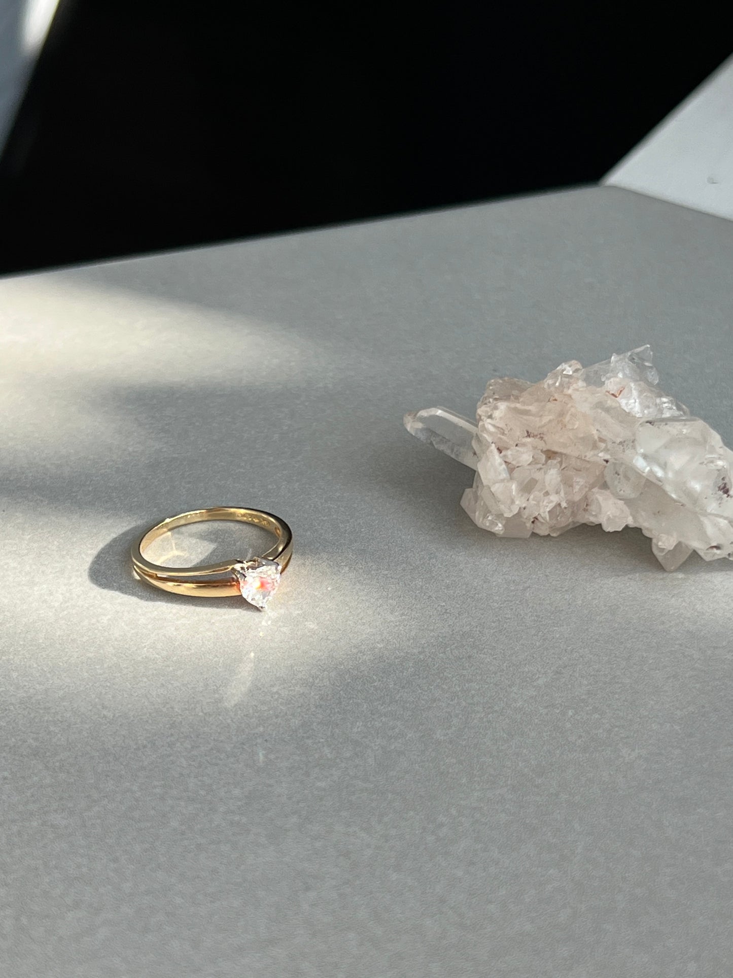 Vintage 14k Gold Heart Diamond Solitaire Ring