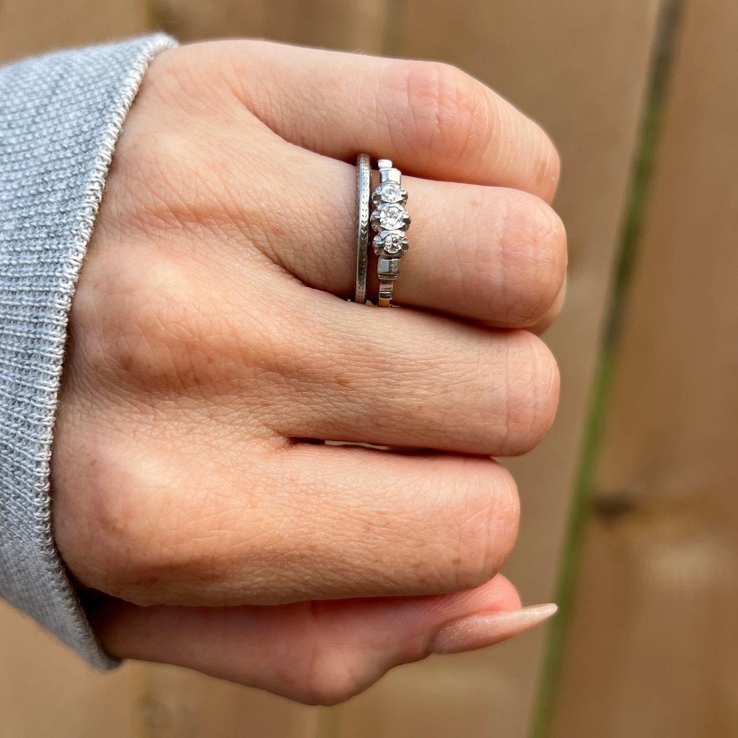 Vintage 14k Gold Diamond Trilogy Ring