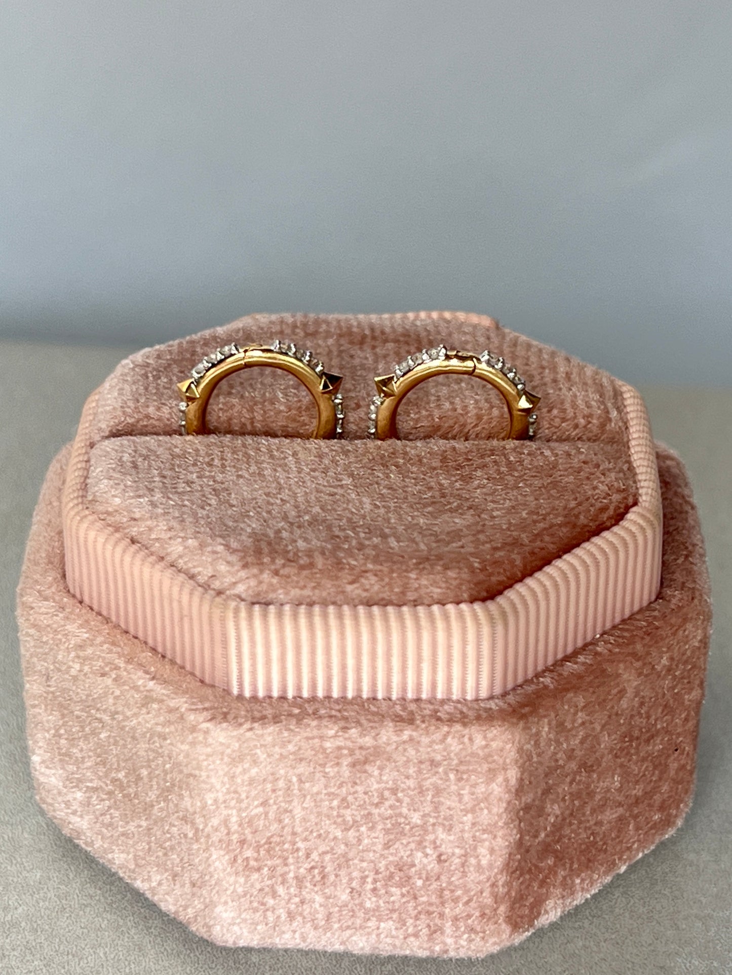 Estate 14k Gold ‘Jett’ Spiked Diamond Huggie Earrings by Kendra Scott