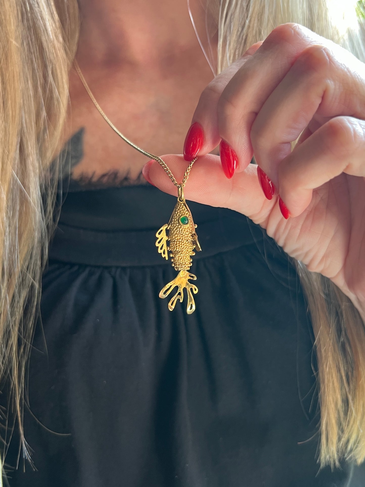 Vintage 18k Gold Articulated Fish Charm