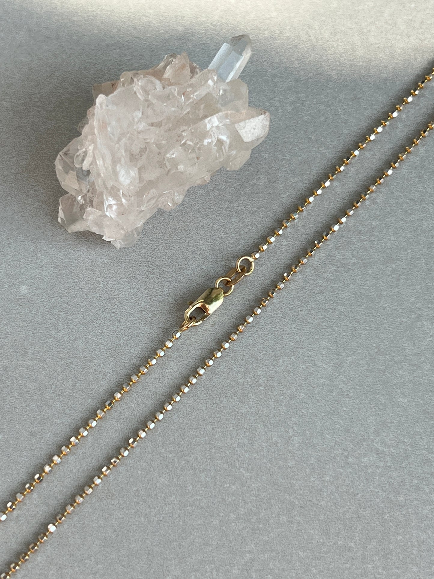 Vintage 14k Gold 20” Two-Tone Faceted Beaded Ball Link Chain