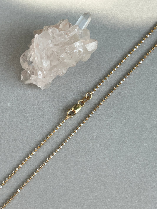 Vintage 14k Gold 20” Two-Tone Faceted Beaded Ball Link Chain