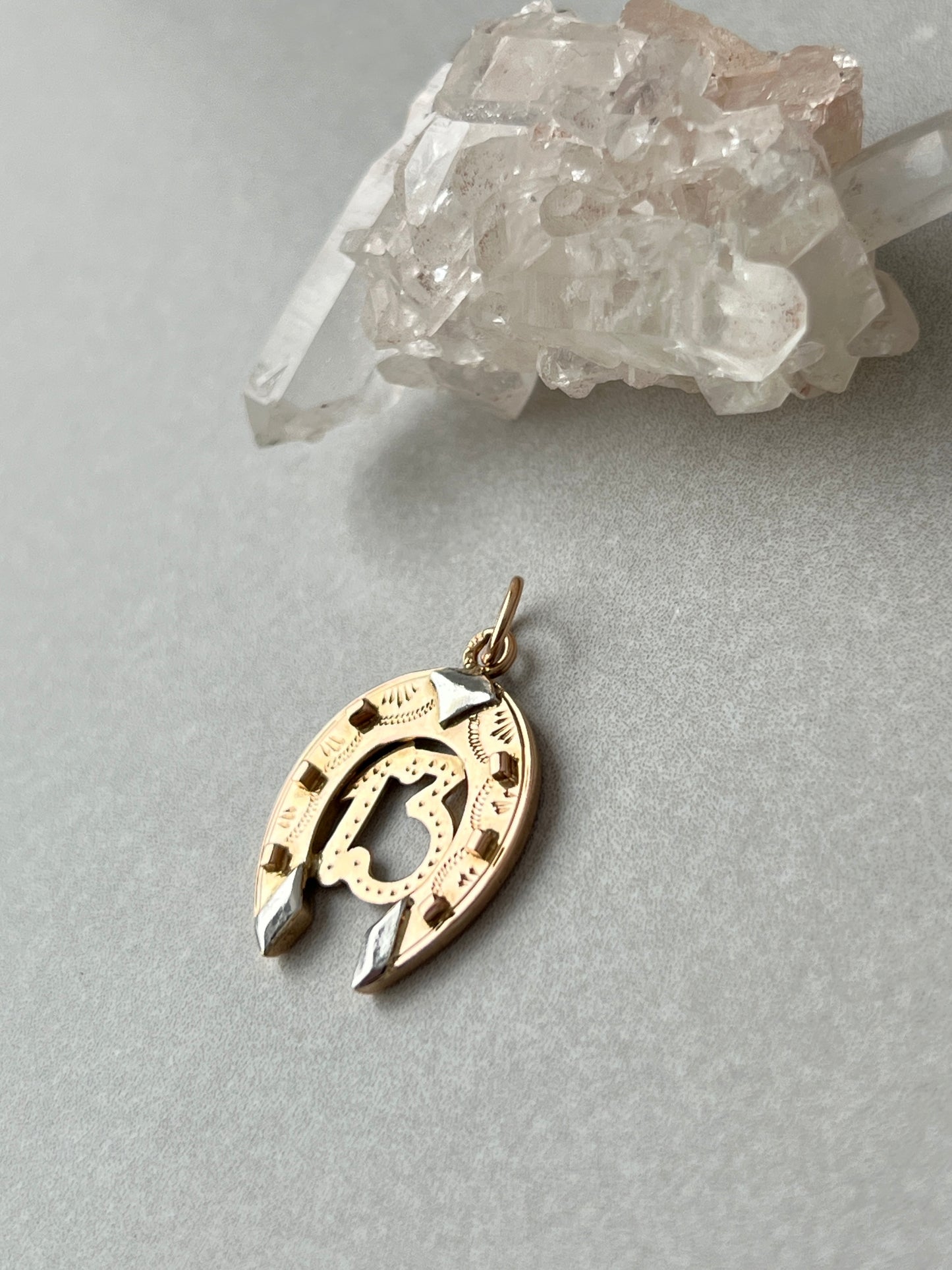 Vintage 14k Two-Tone Gold Lucky Number 13 Horseshoe Pendant
