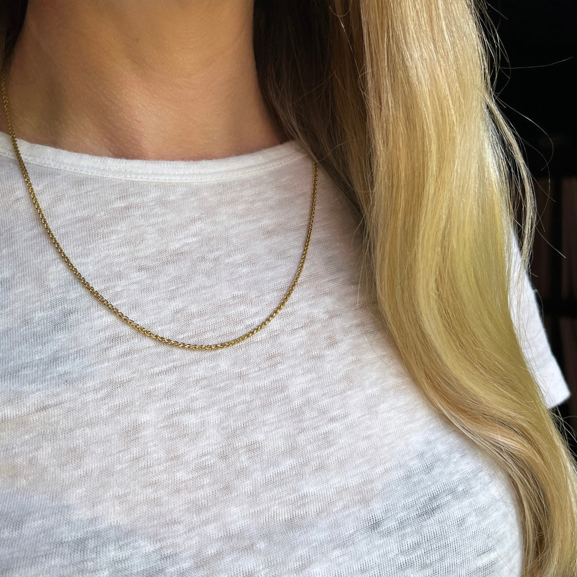 Vintage 14k Gold 20” Wheat Link Chain