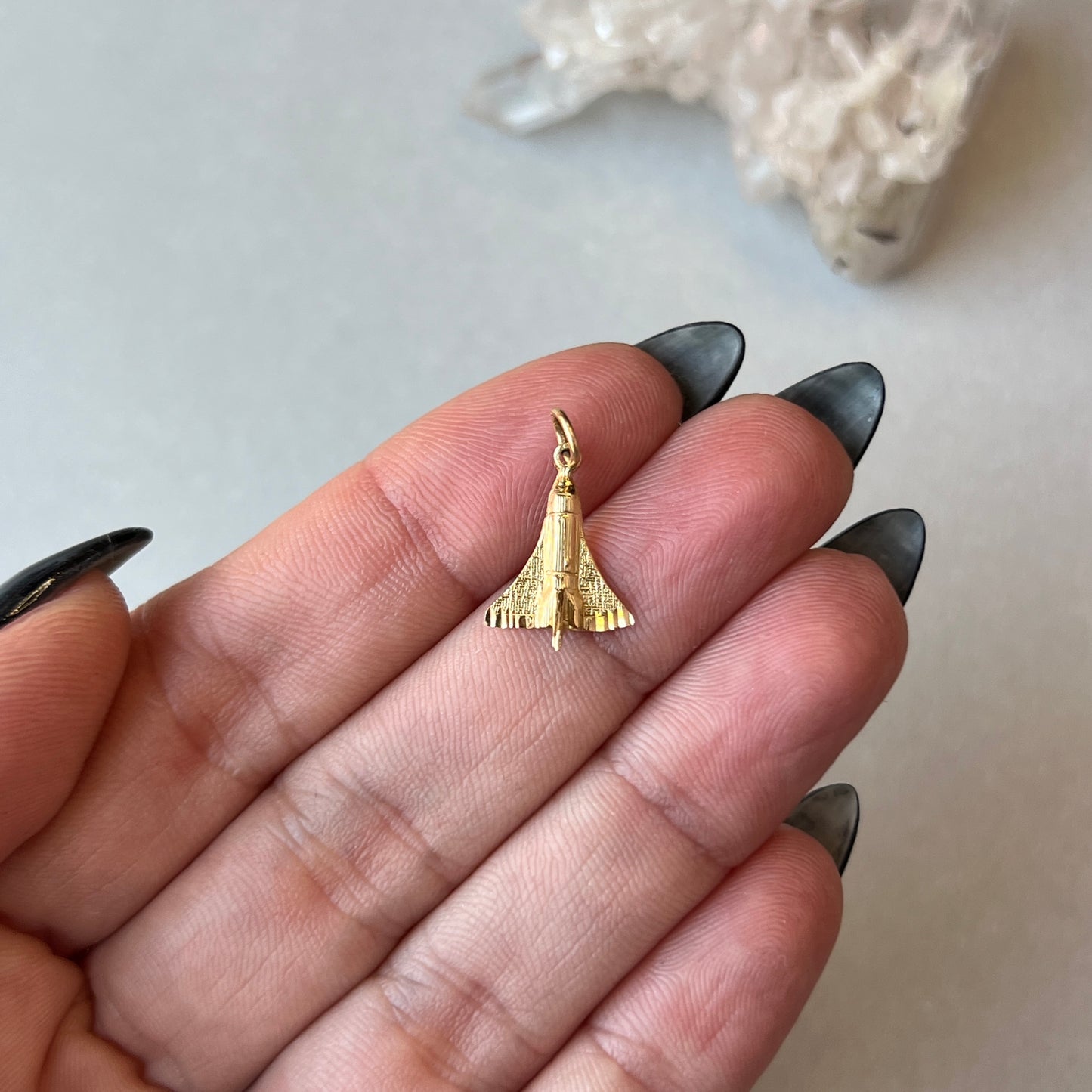 Estate 14k Gold Tiny Spaceship Charm