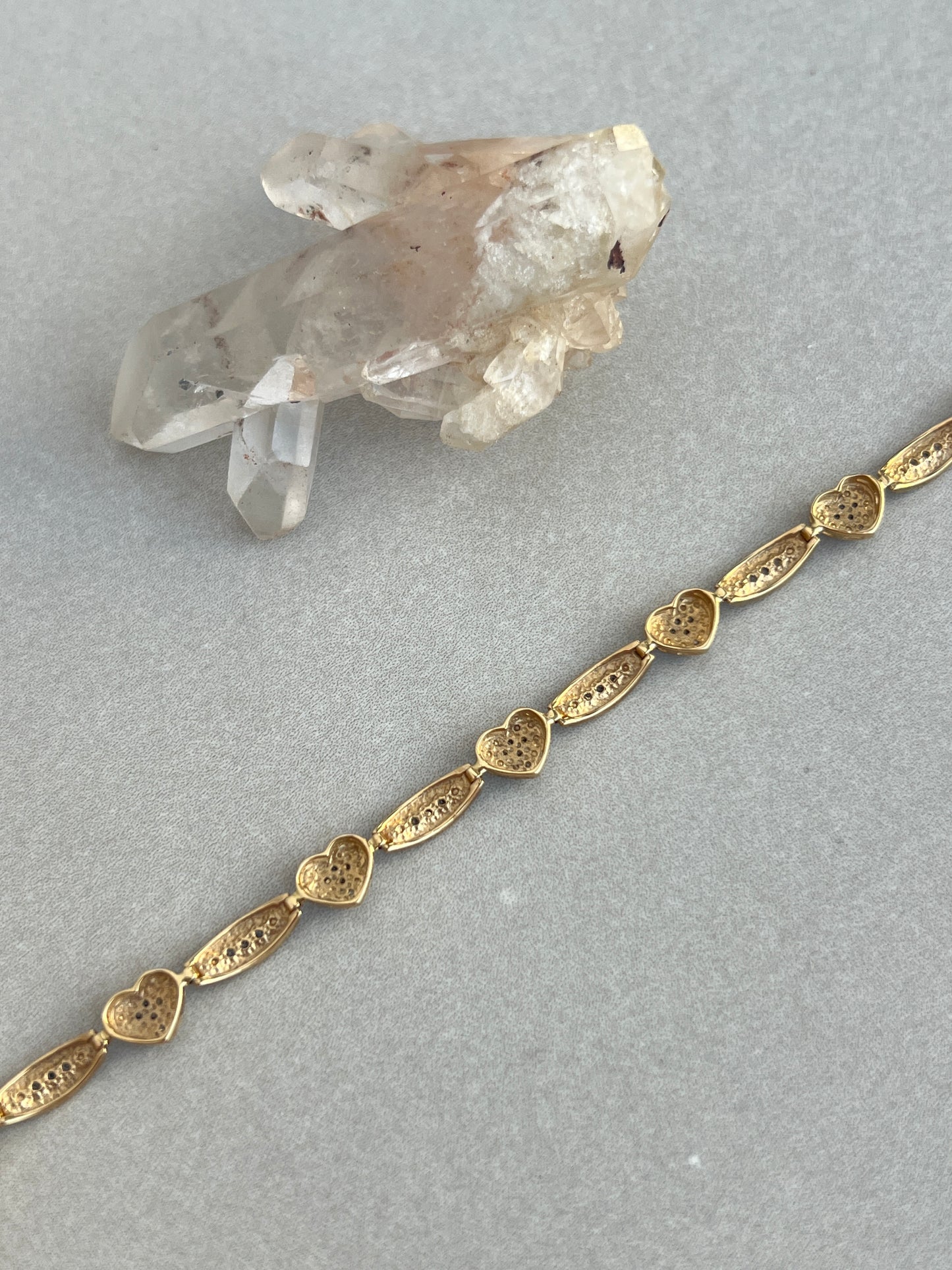 Vintage 14k Gold Diamond Pavé Heart Link Tennis Bracelet