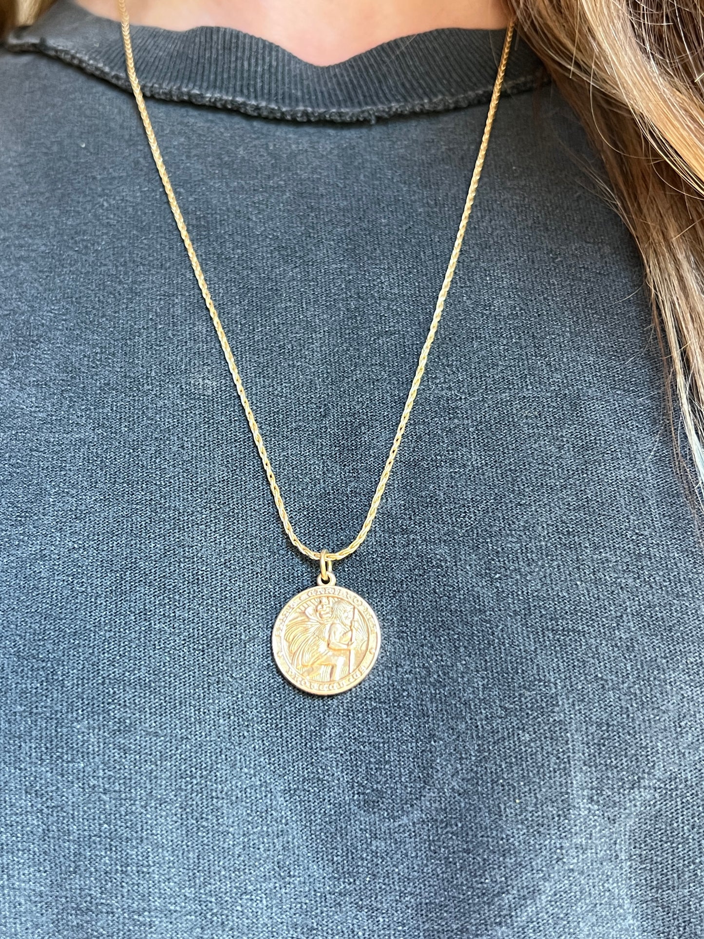 Vintage 14k Gold Large St Christopher Protection Medallion Charm