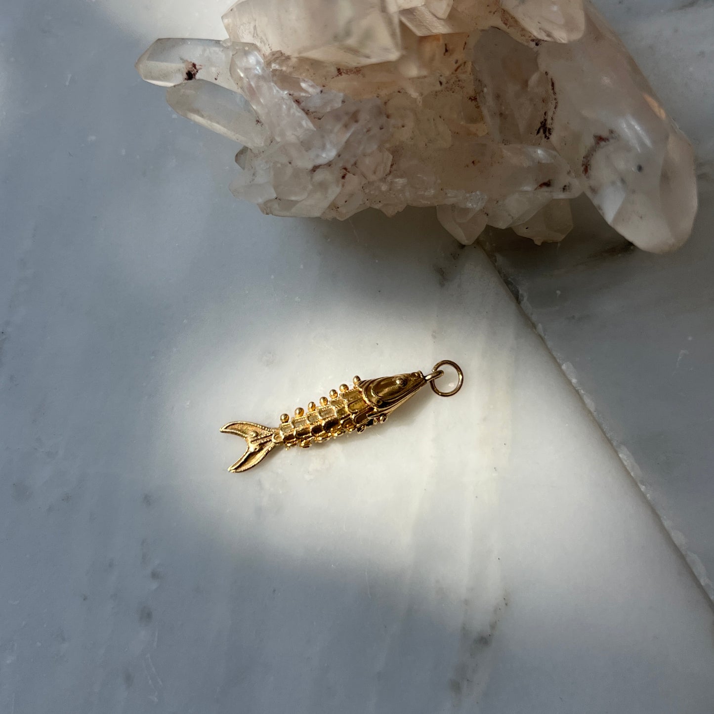 Vintage 14k Gold Articulated Fish Charm