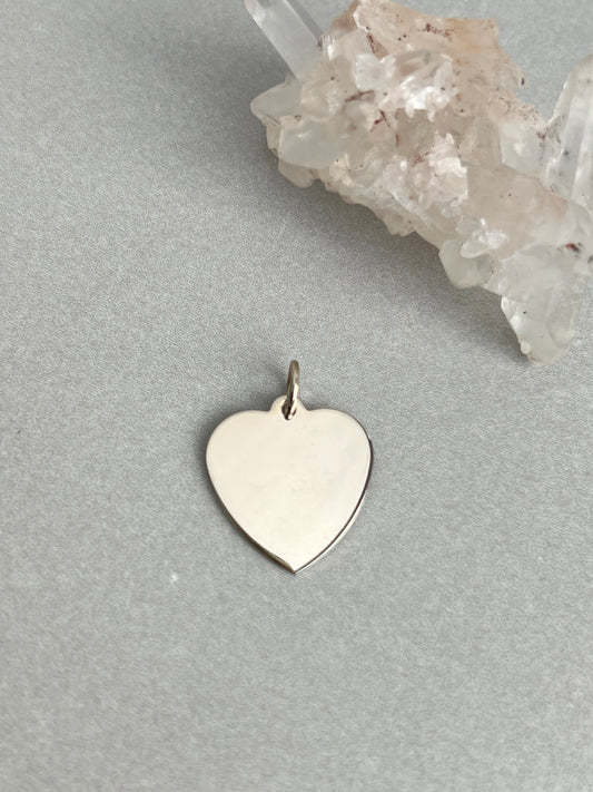 Vintage 14k White Gold Heart Tag Charm