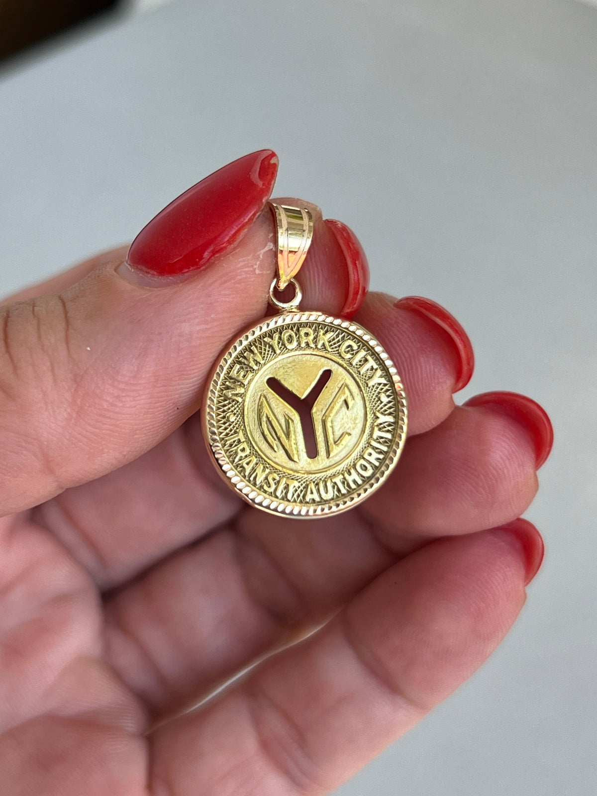 Vintage Brass New York City Railway Token in 14k Gold Frame