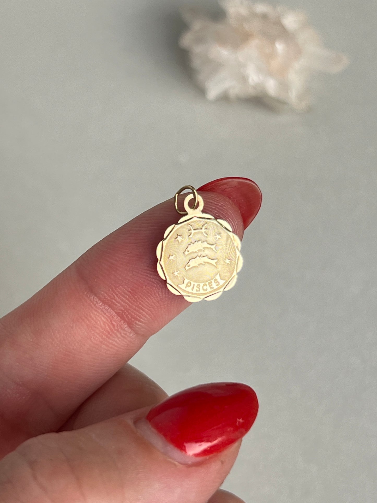 Vintage 14k Gold XS Pisces Zodiac Coin Charm