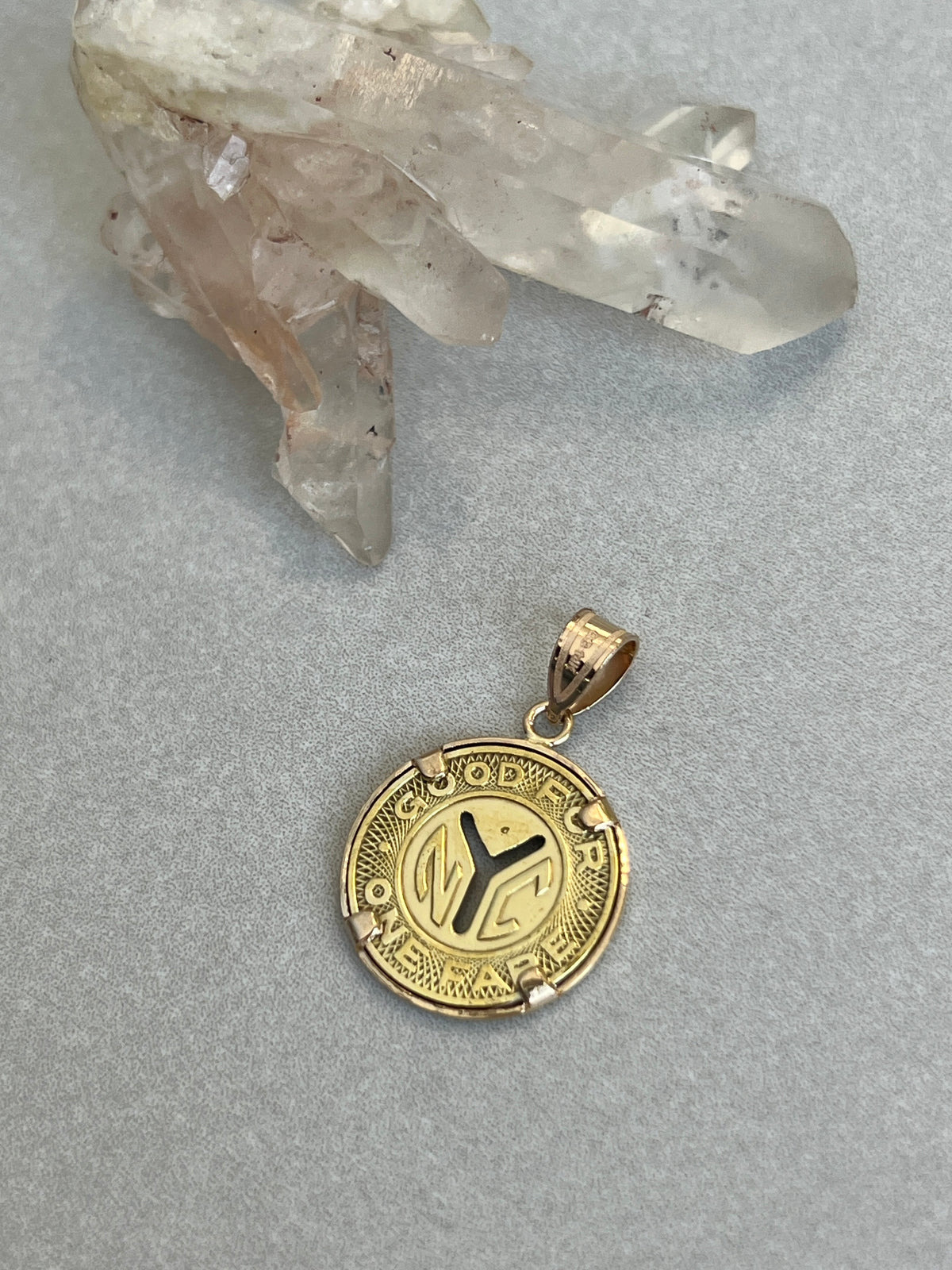 Vintage Brass New York City Railway Token in 14k Gold Frame