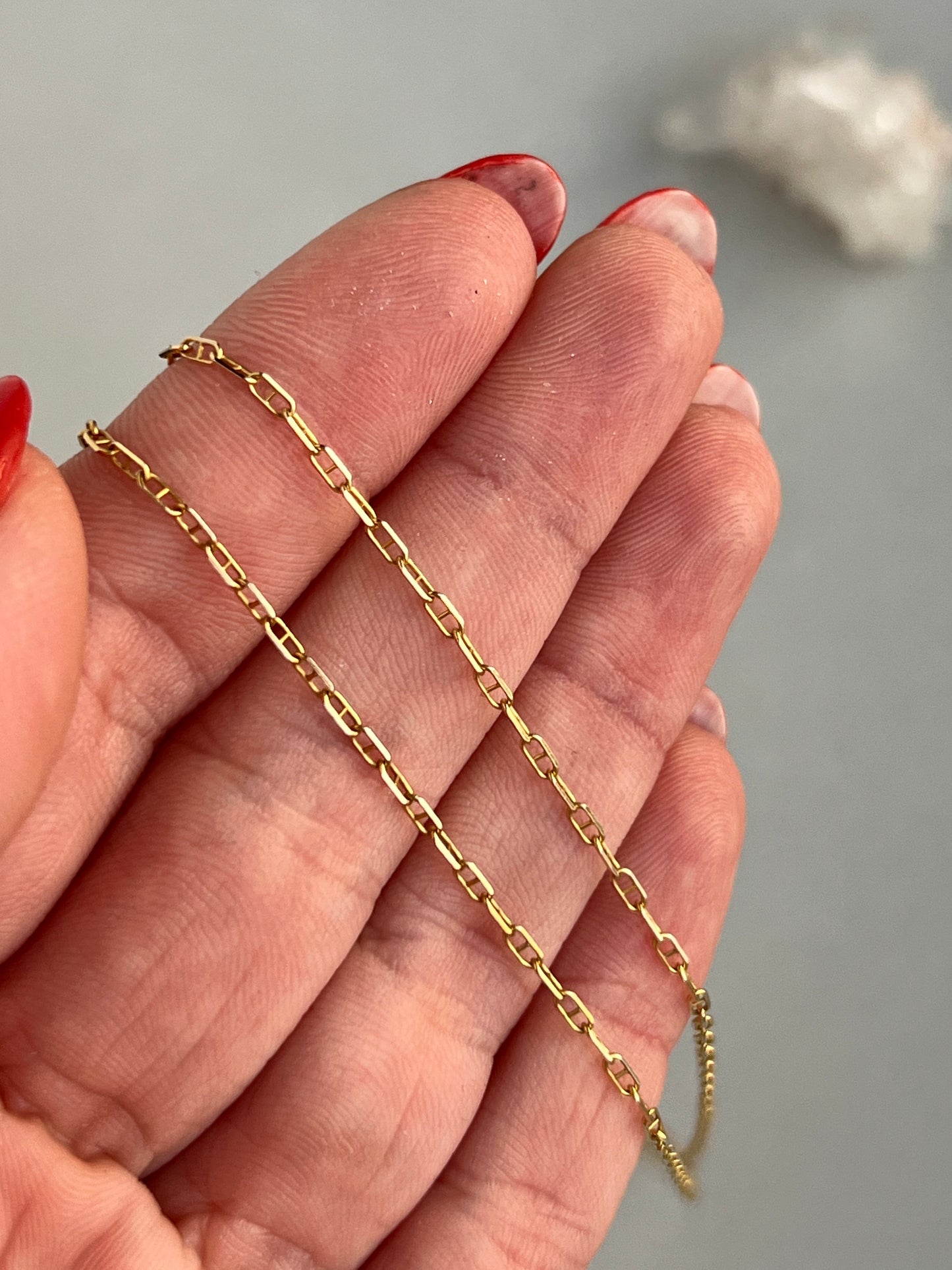 Vintage 14k Gold 26” Baby Anchor Link Chain Necklace