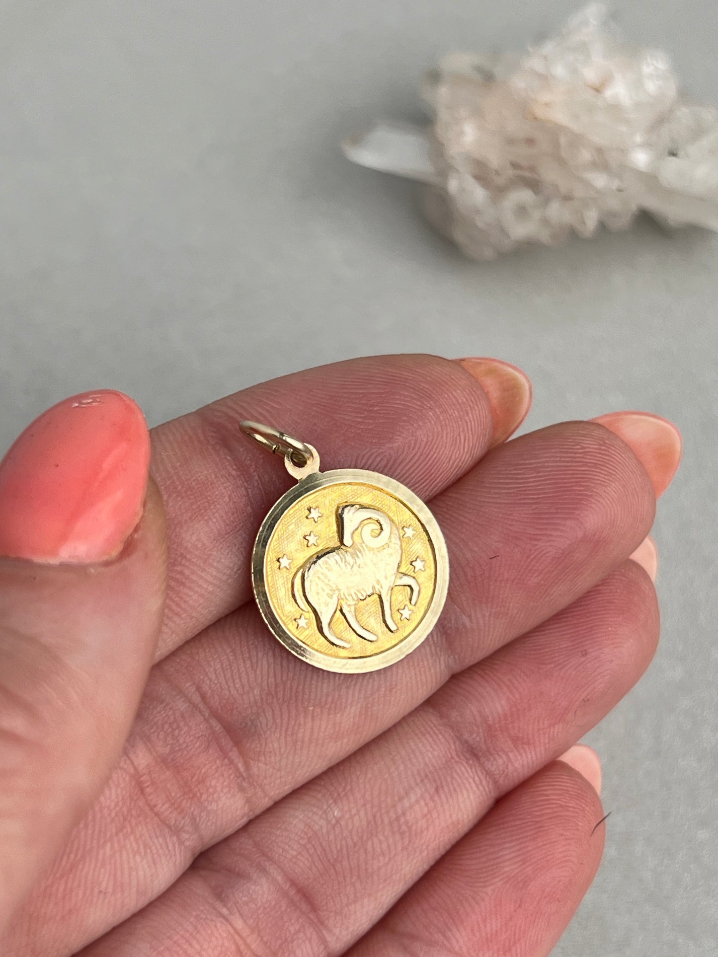 Vintage 14k Gold Aries Zodiac Medallion Charm