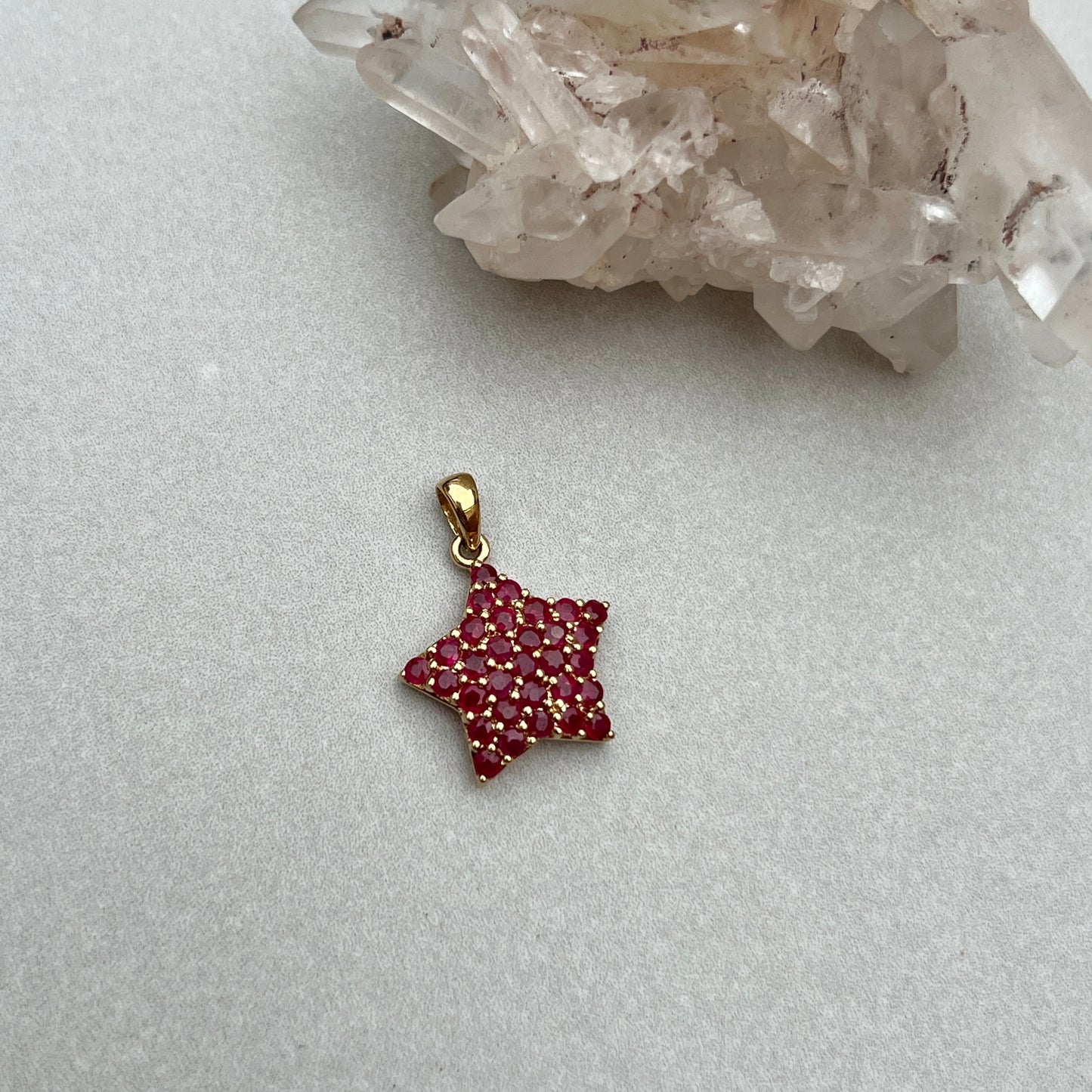 Vintage 14k Gold + Ruby Star Charm