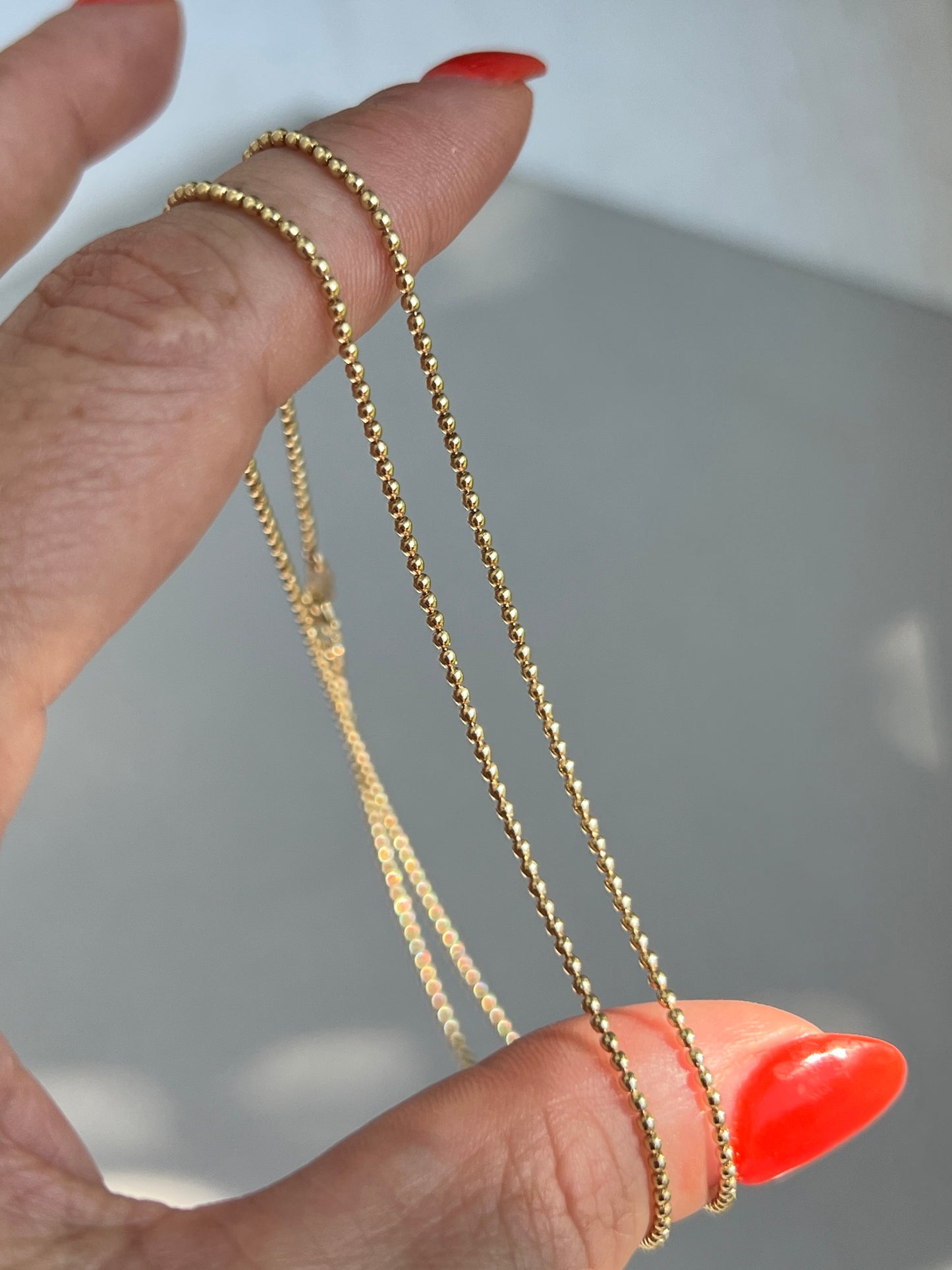 Vintage 14k Gold 20” Beaded Ball Link Chain