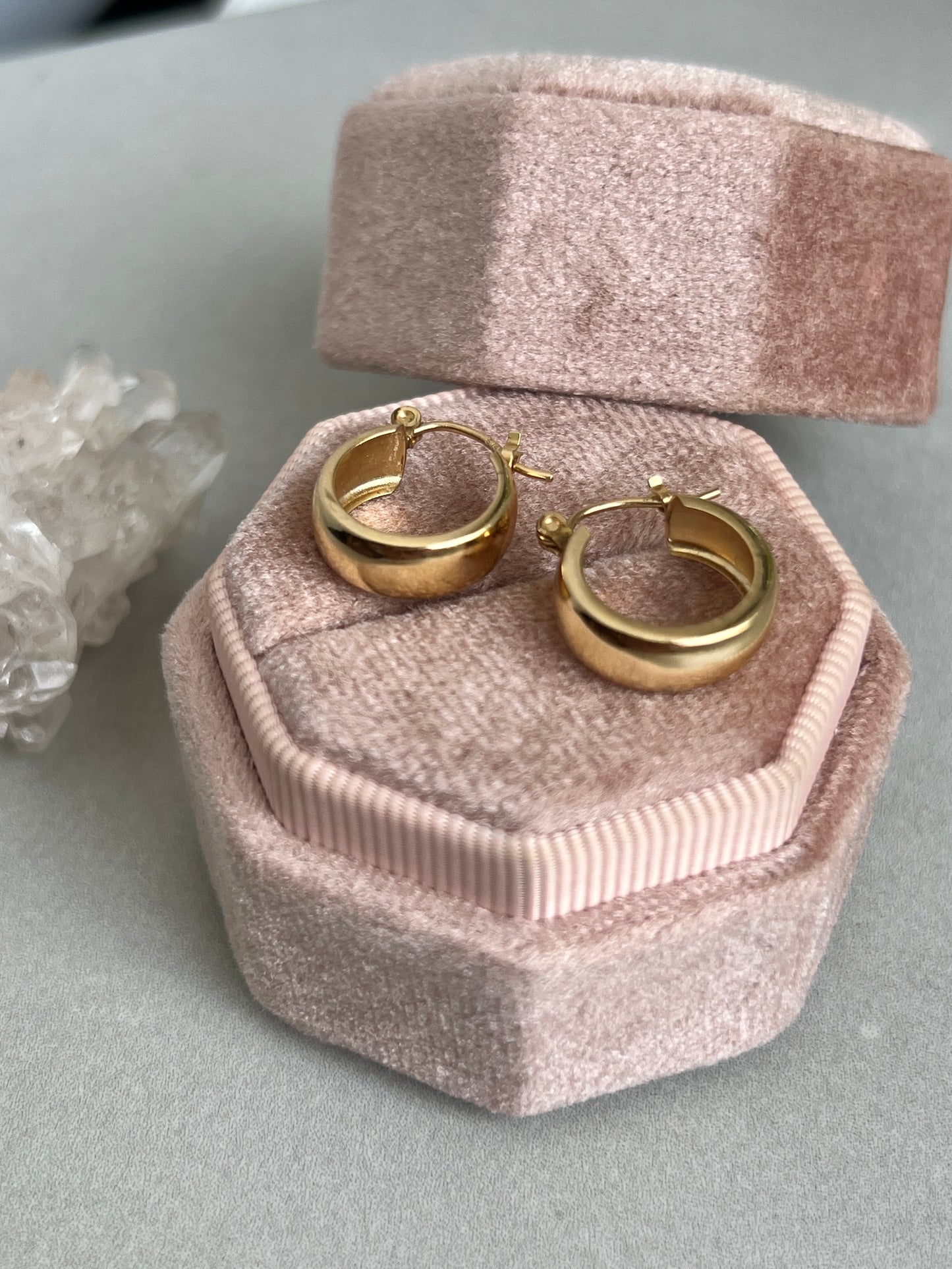 Vintage 14k Gold Wide Huggie Hoop Earrings