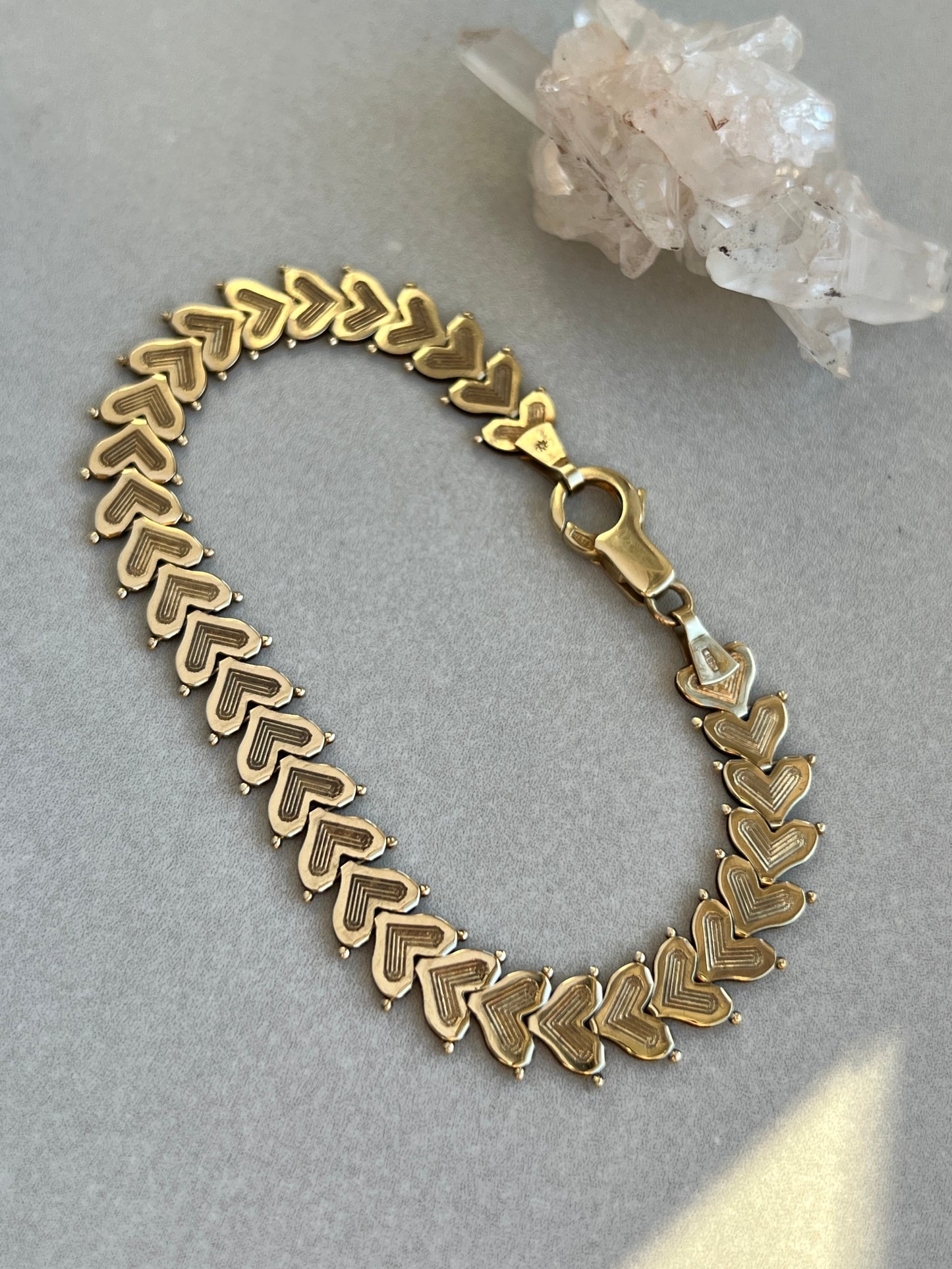 Vintage 14k Gold Liquid Hearts Bracelet
