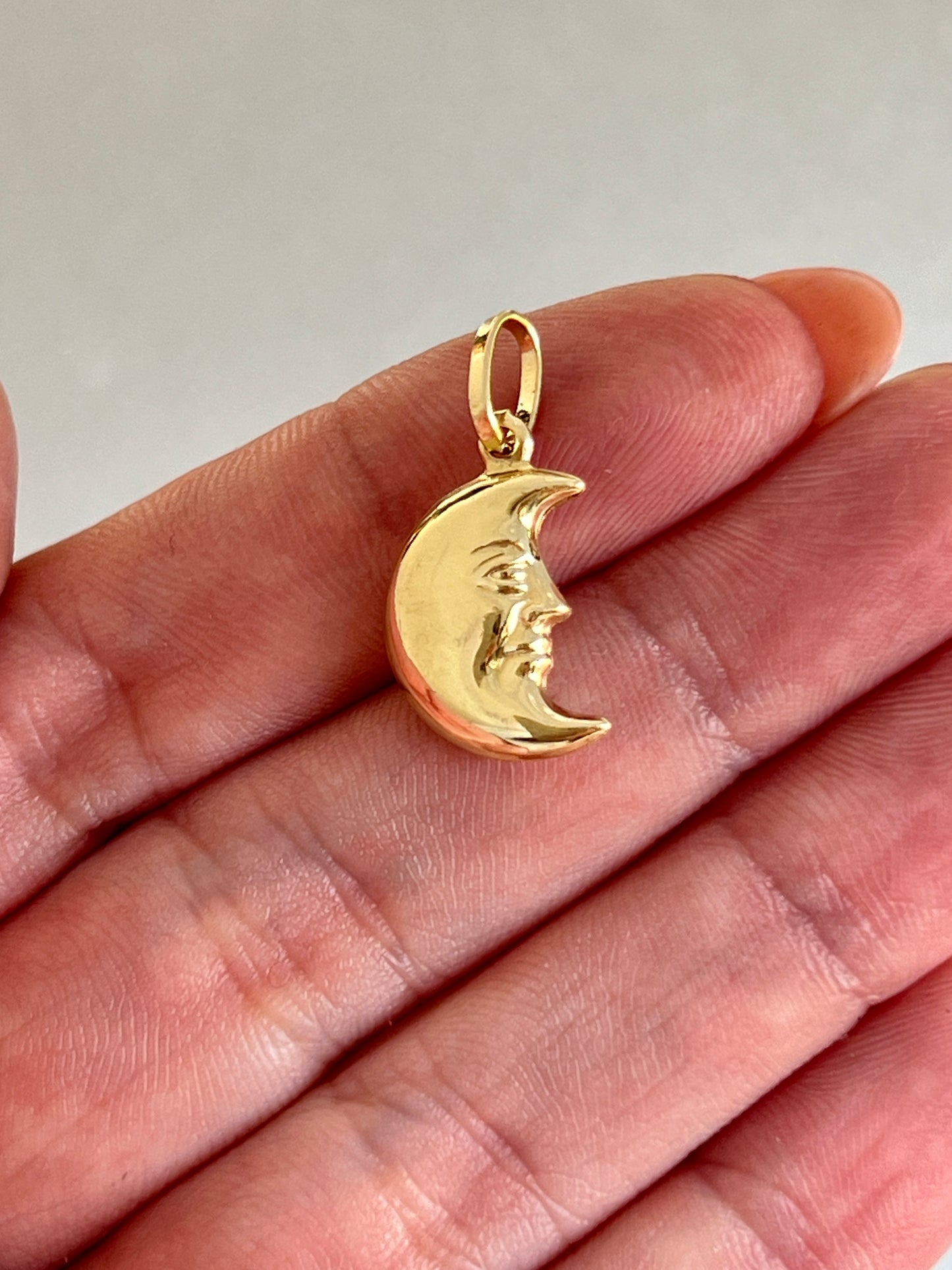 Vintage 14k Gold Puffy Man in the Moon Charm