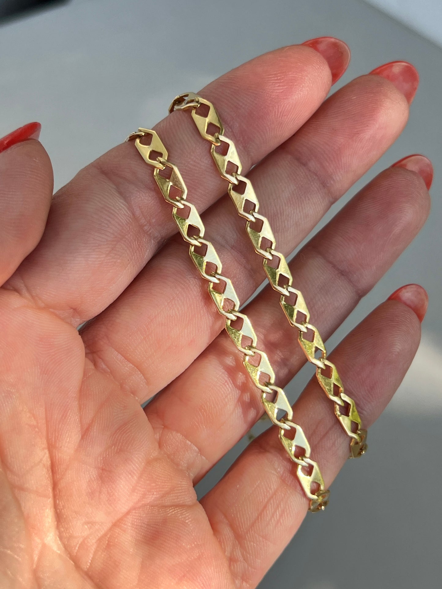 Vintage 14k Gold 18” ‘Razor’ Anchor Link Chain Necklace