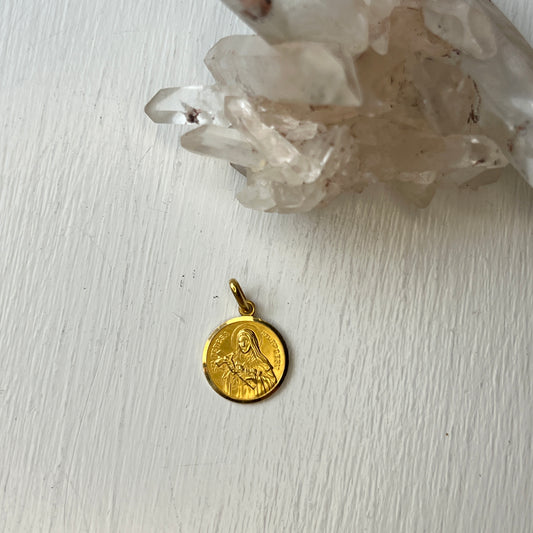 Vintage 18k Gold Unoaerre St Theresa Charm