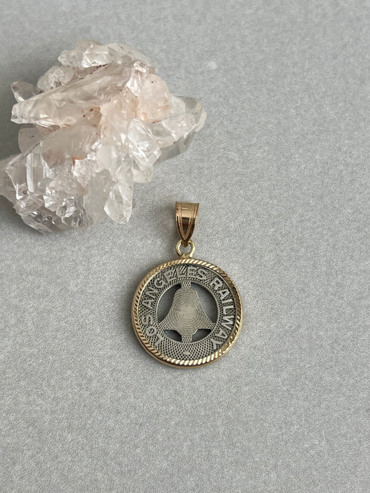 Vintage Los Angeles Railway Token in 14k Gold Frame
