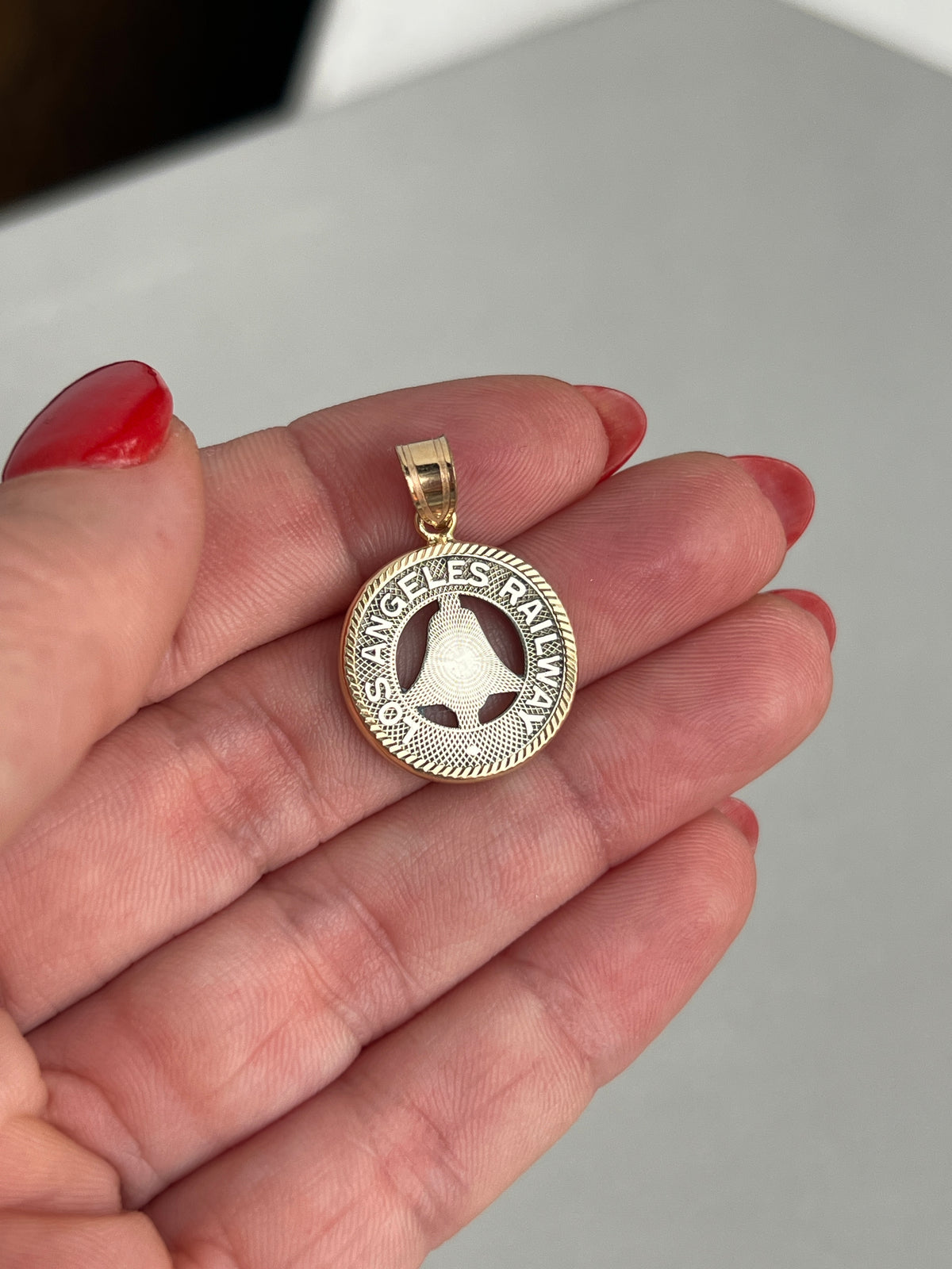 Vintage Los Angeles Railway Token in 14k Gold Frame
