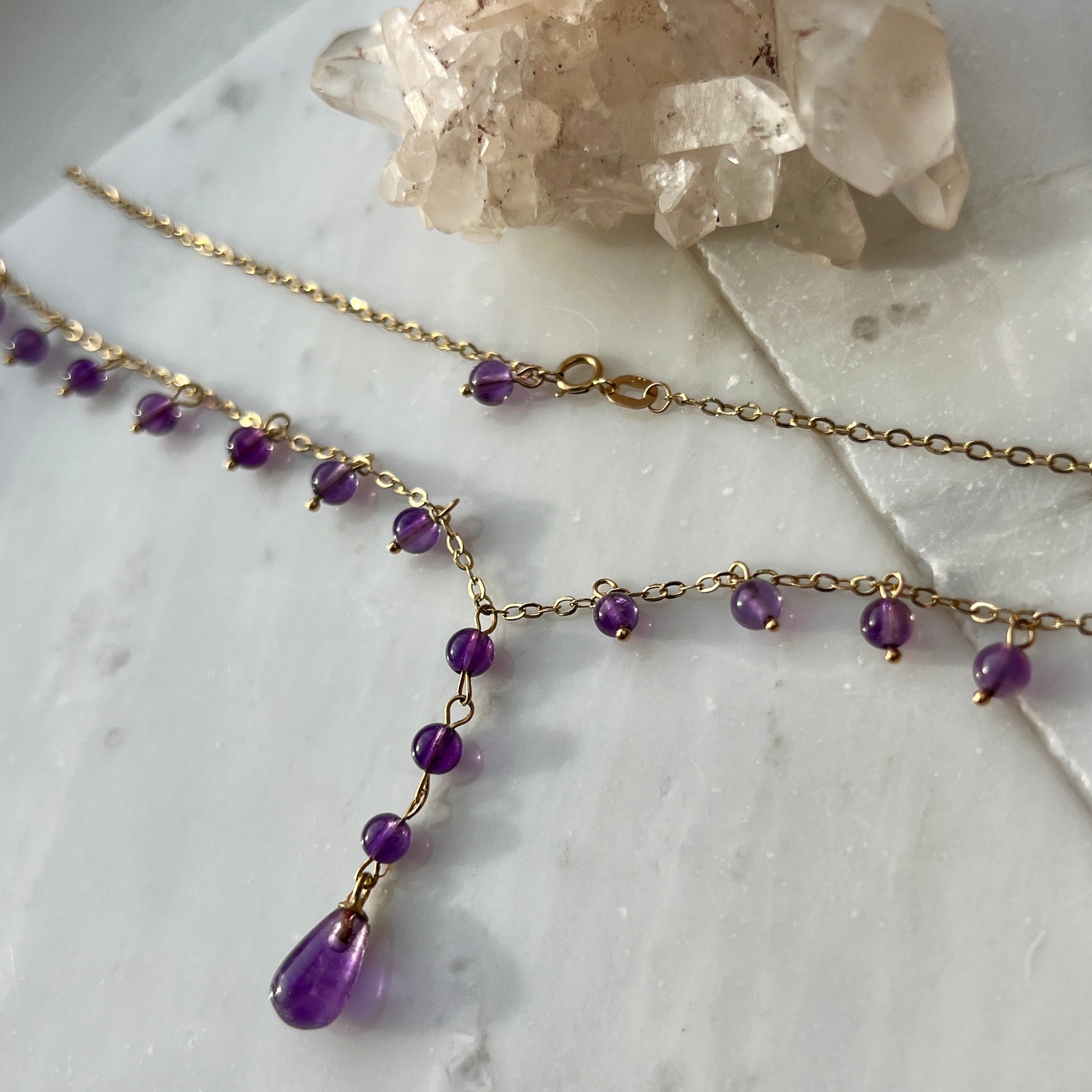 Amethyst Bead Necklace 15.5 Vintage 14K G.F. – The Jewelry Lady's