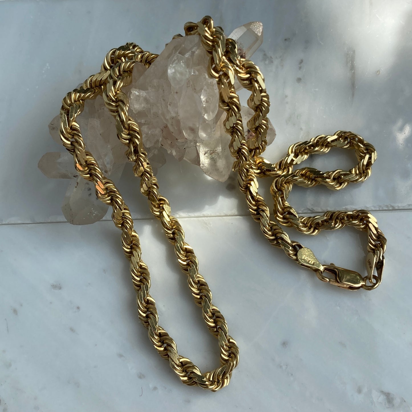 23.5” Vintage 14k Gold Solid Rope Link Chain Necklace