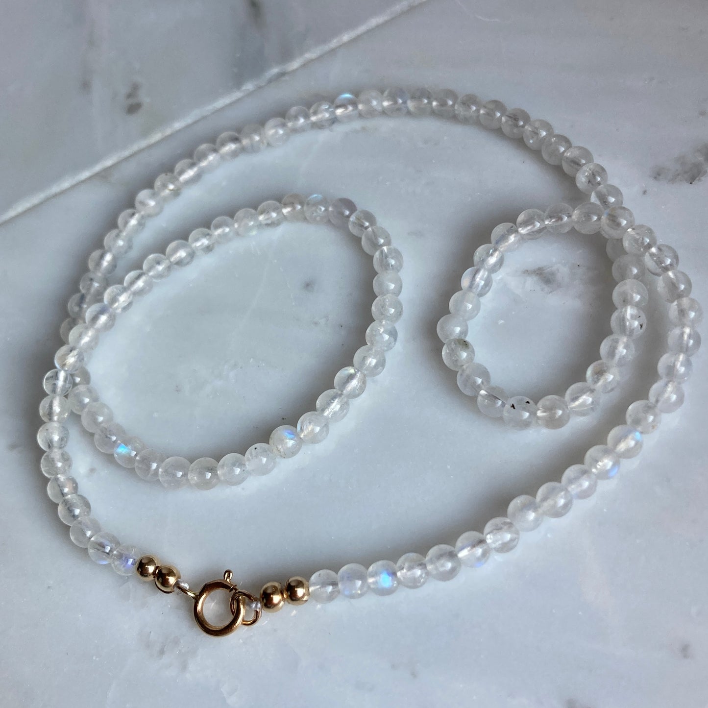 Moonstone ‘Pearls’ Beaded Gemstone Necklace