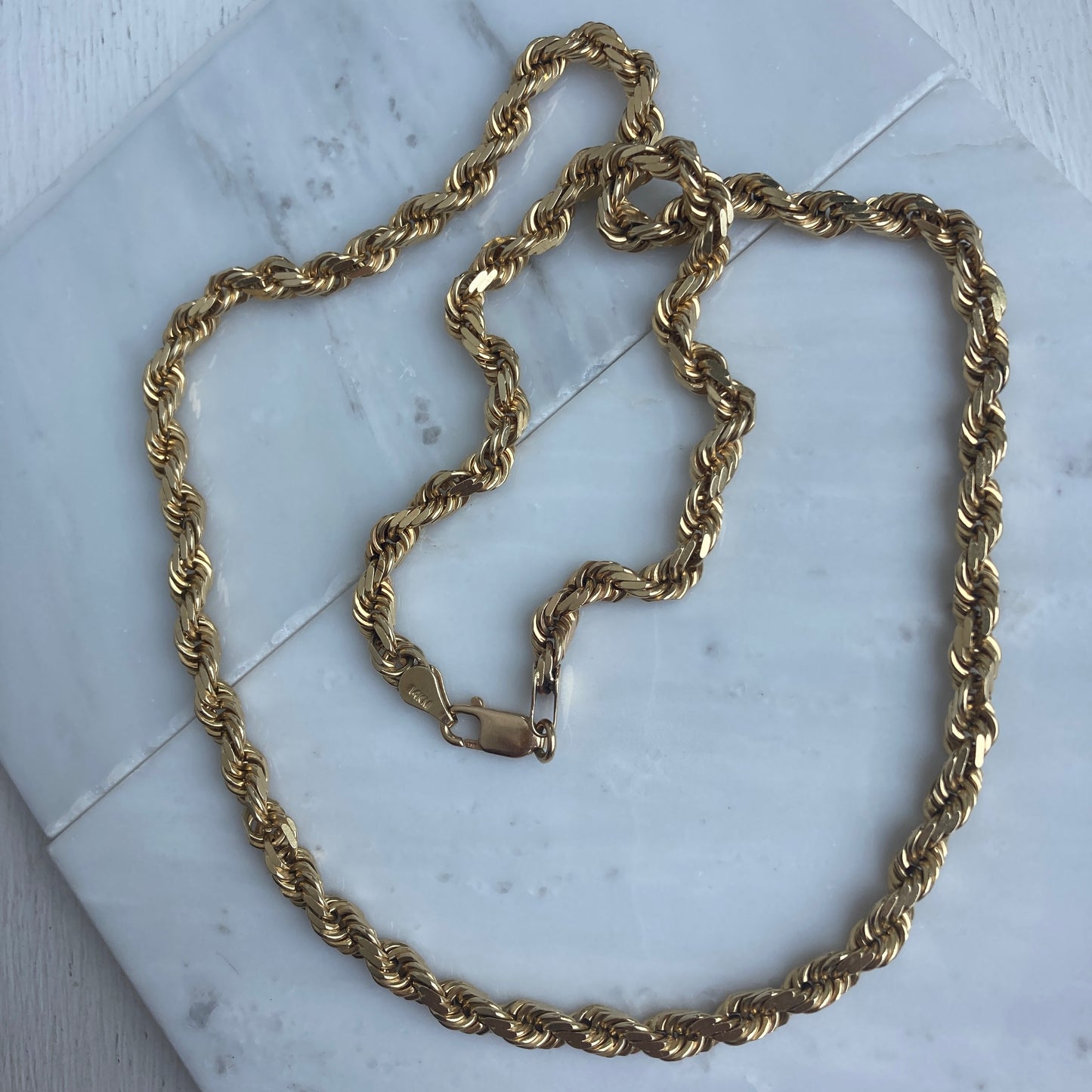 23.5” Vintage 14k Gold Solid Rope Link Chain Necklace