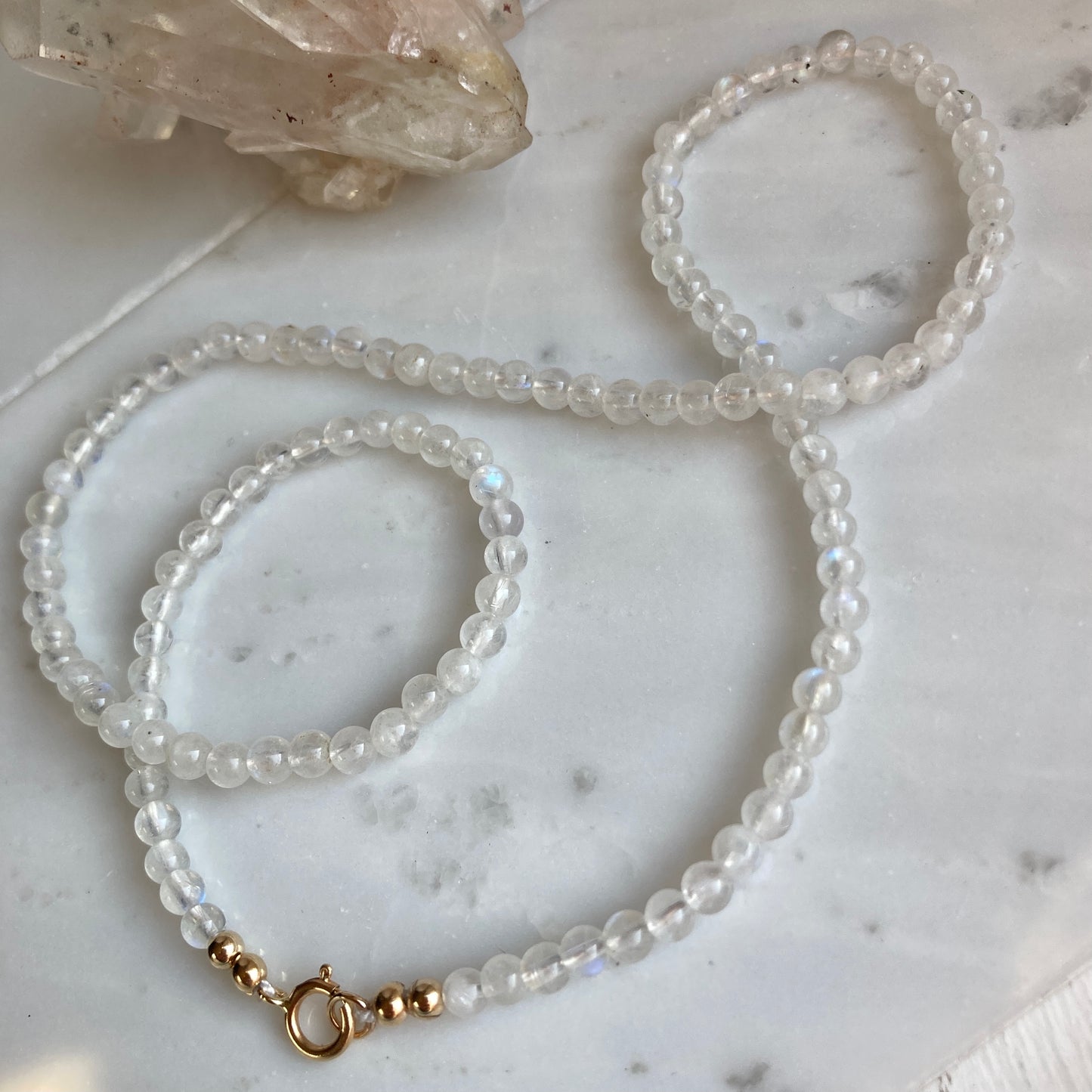 Moonstone ‘Pearls’ Beaded Gemstone Necklace